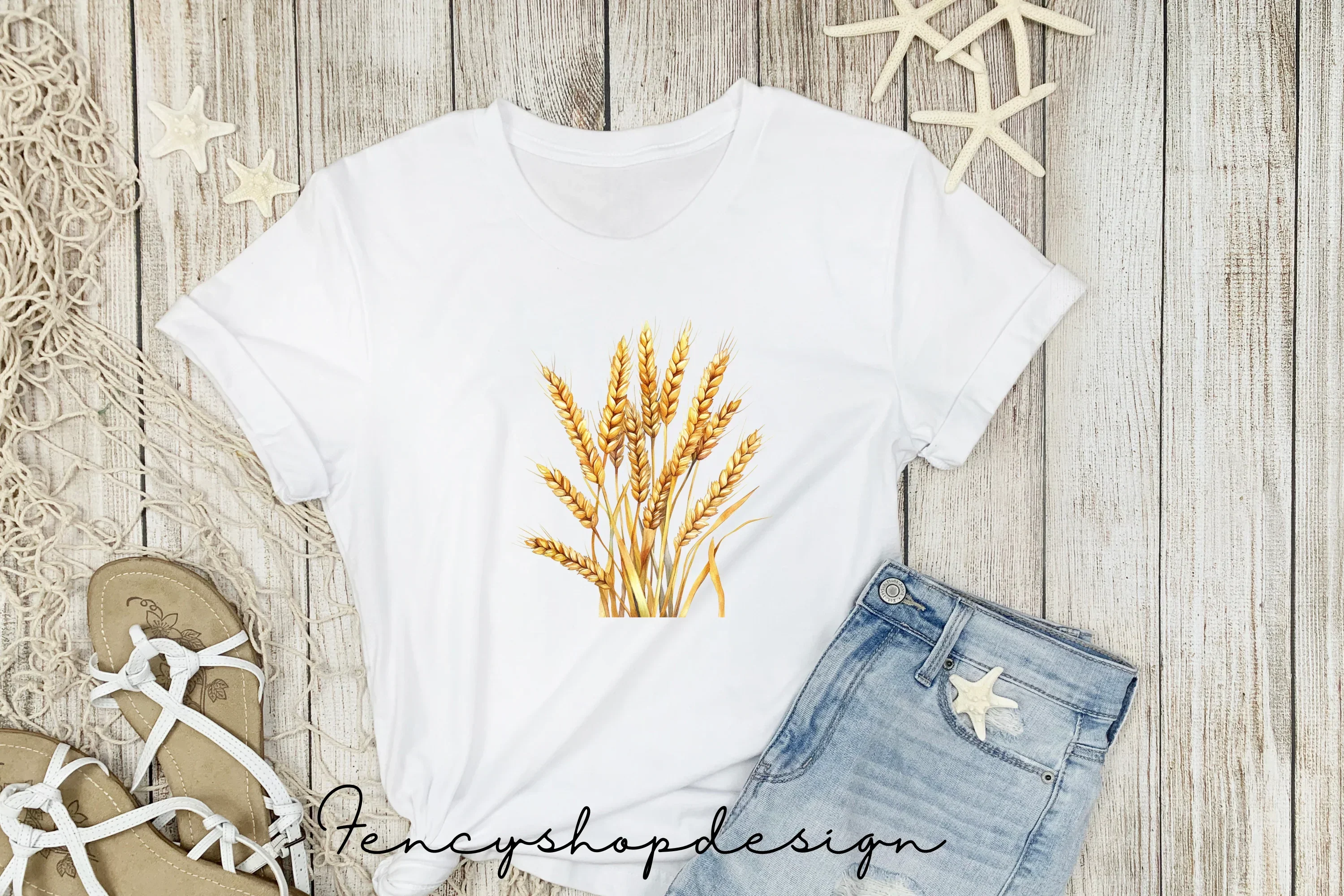 Golden Wheat Stalks Field Clipart Bundle - Image 5