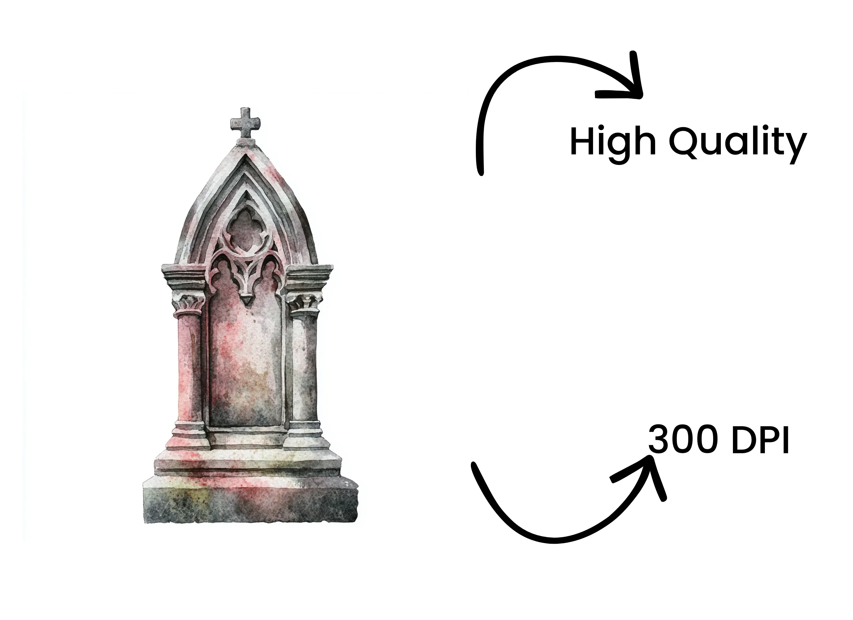 Gothic Gravestone Clipart Bundle - Image 3