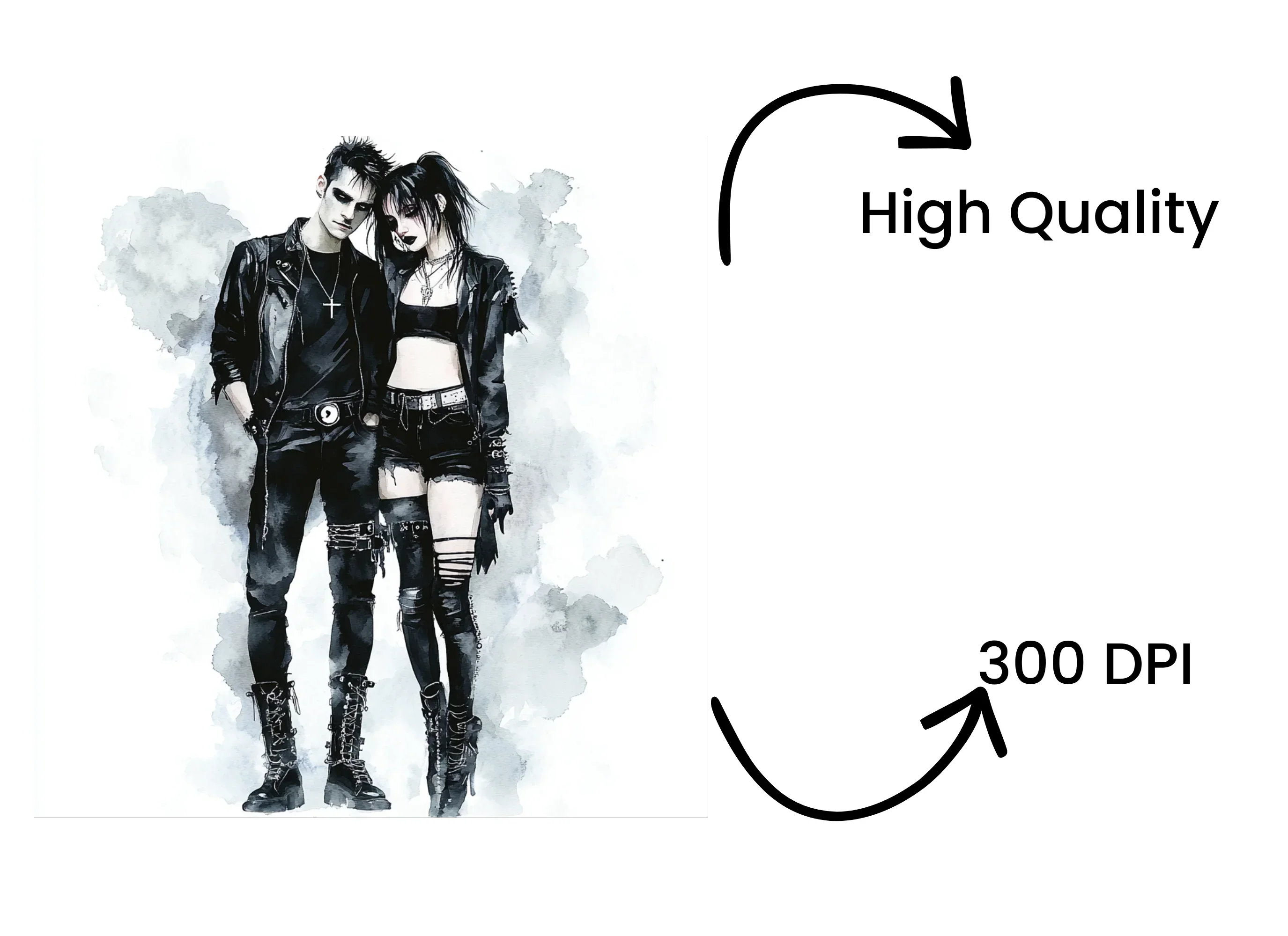 Gothic Romance Couple Clipart Bundle - Image 4