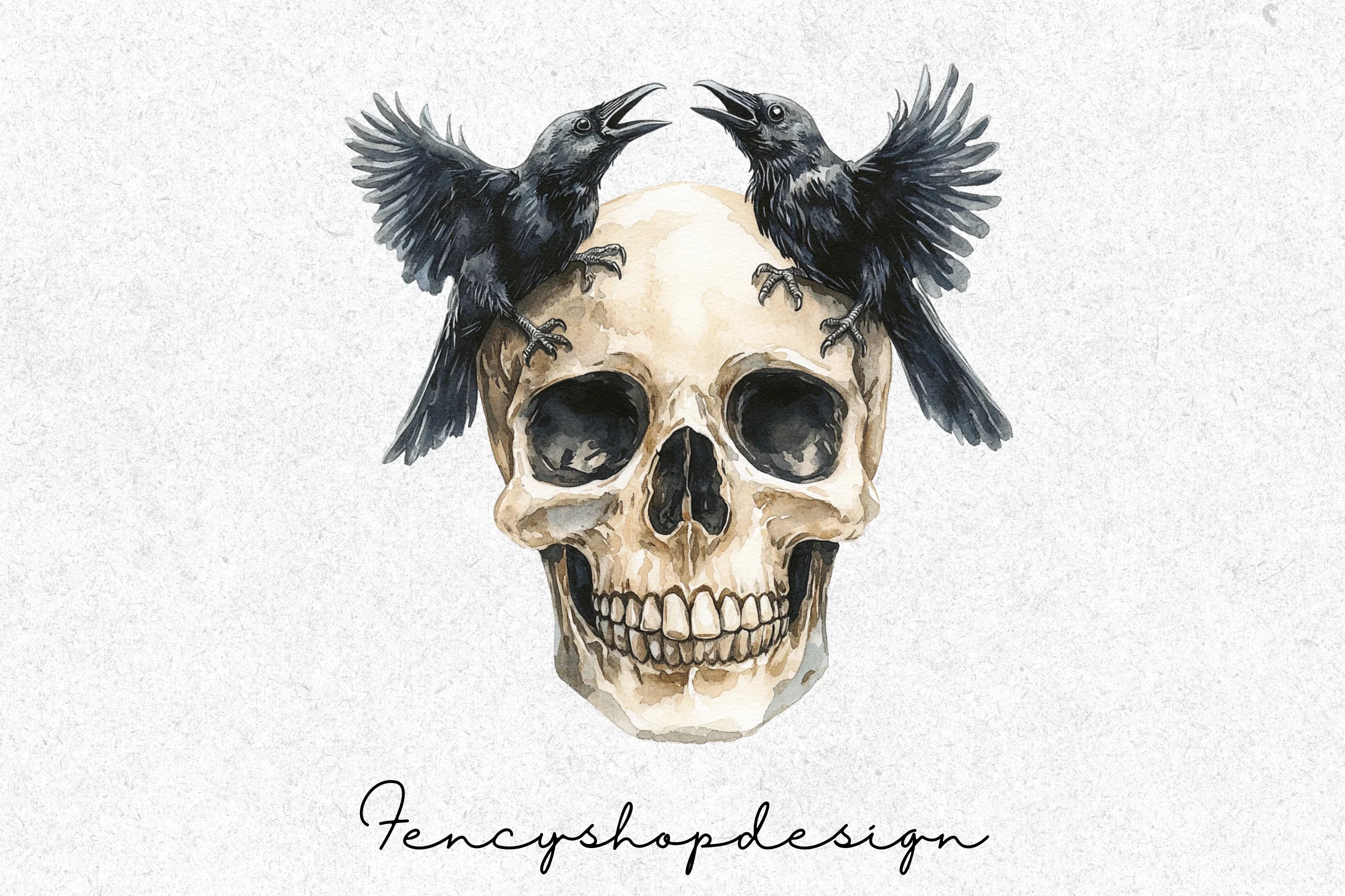 Gothic Skull and Raven Clipart Bundle - Image 7