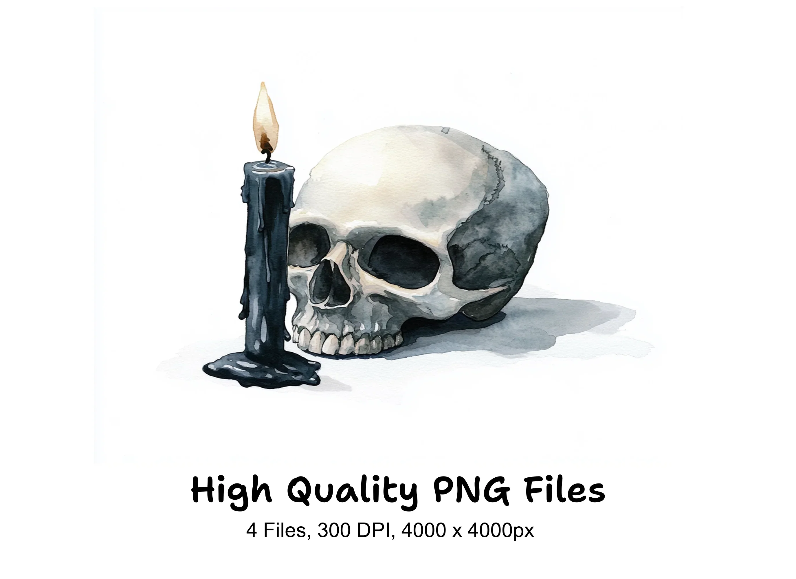 Gothic Skull Candle Clipart Bundle