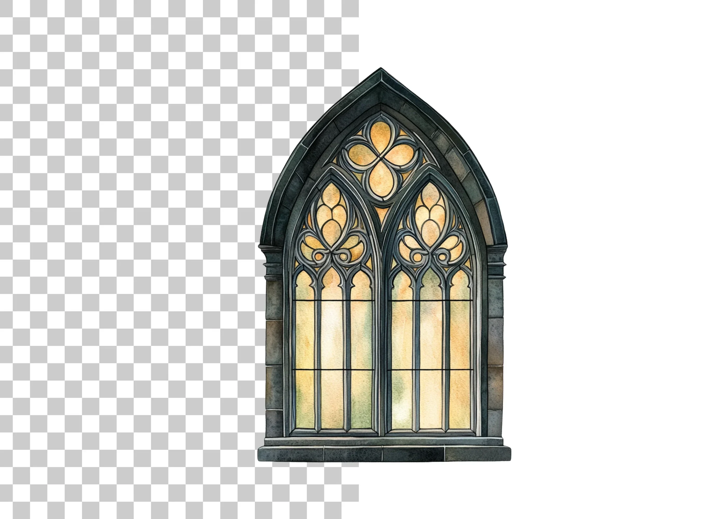 Gothic Stained Glass Window Clipart Bundle - Image 2