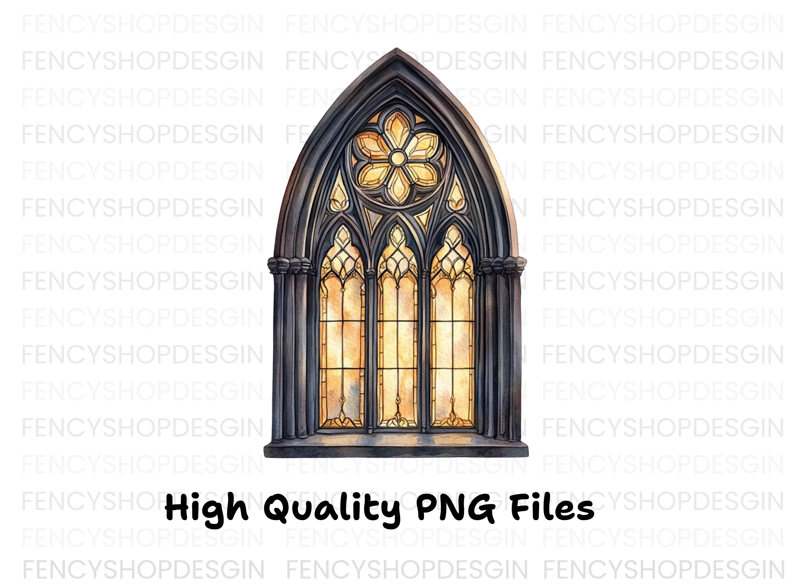 Gothic Stained Glass Window Clipart Bundle - Image 3