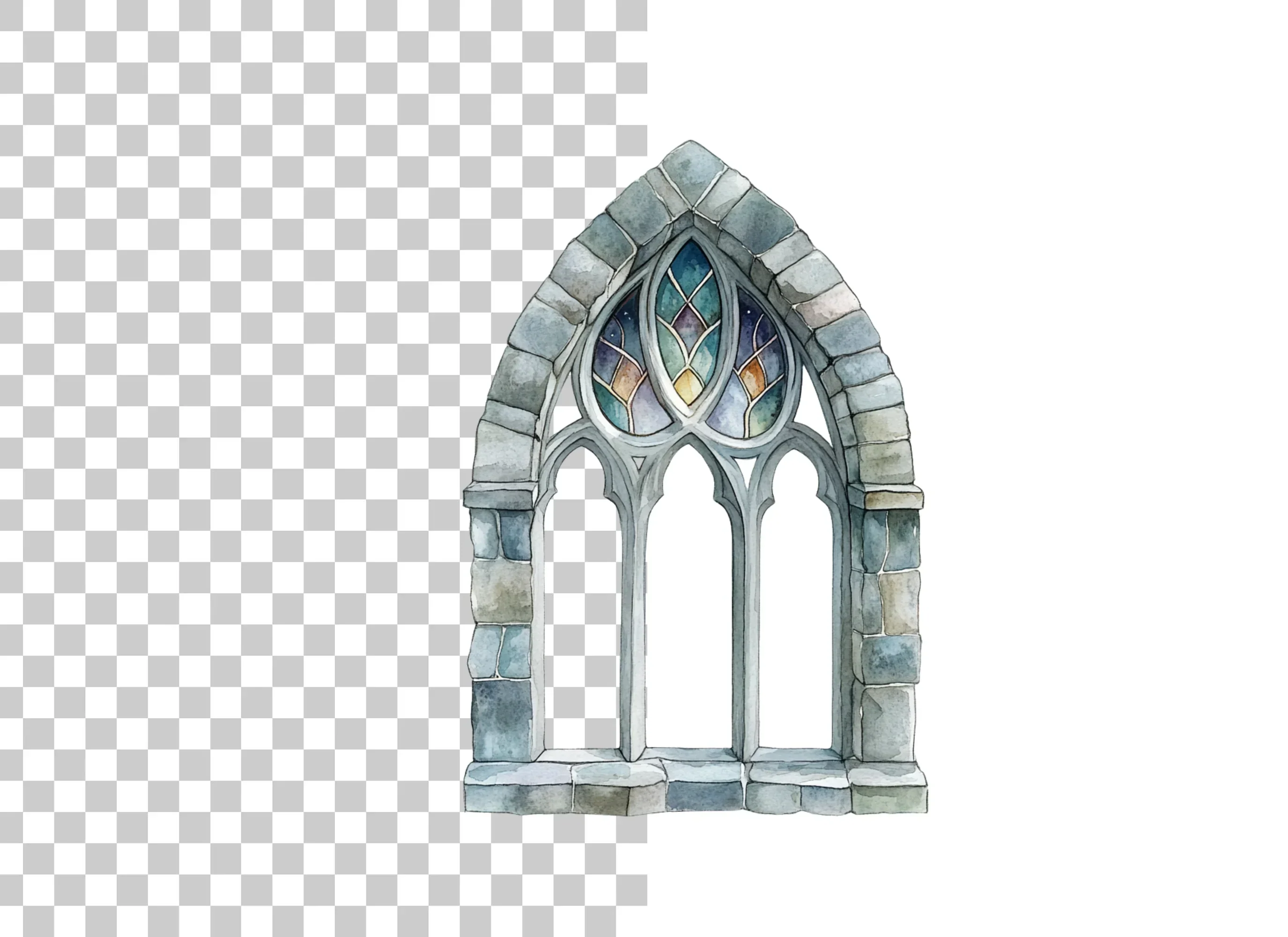 Gothic Stained Glass Window Clipart Bundle - Image 4