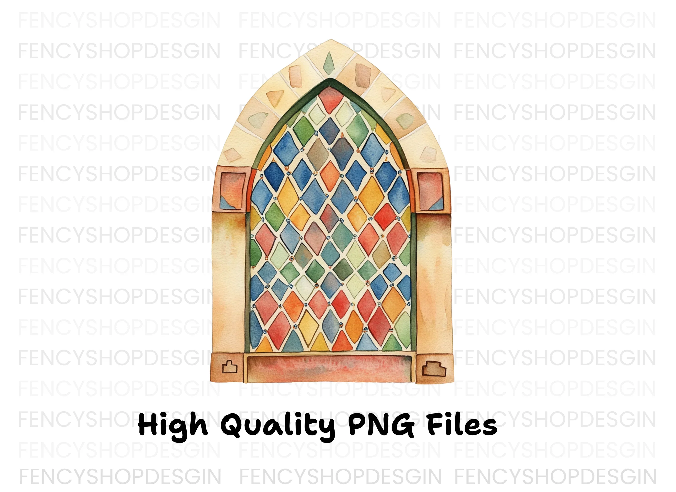 Gothic Stained Glass Window Clipart Bundle - Image 2