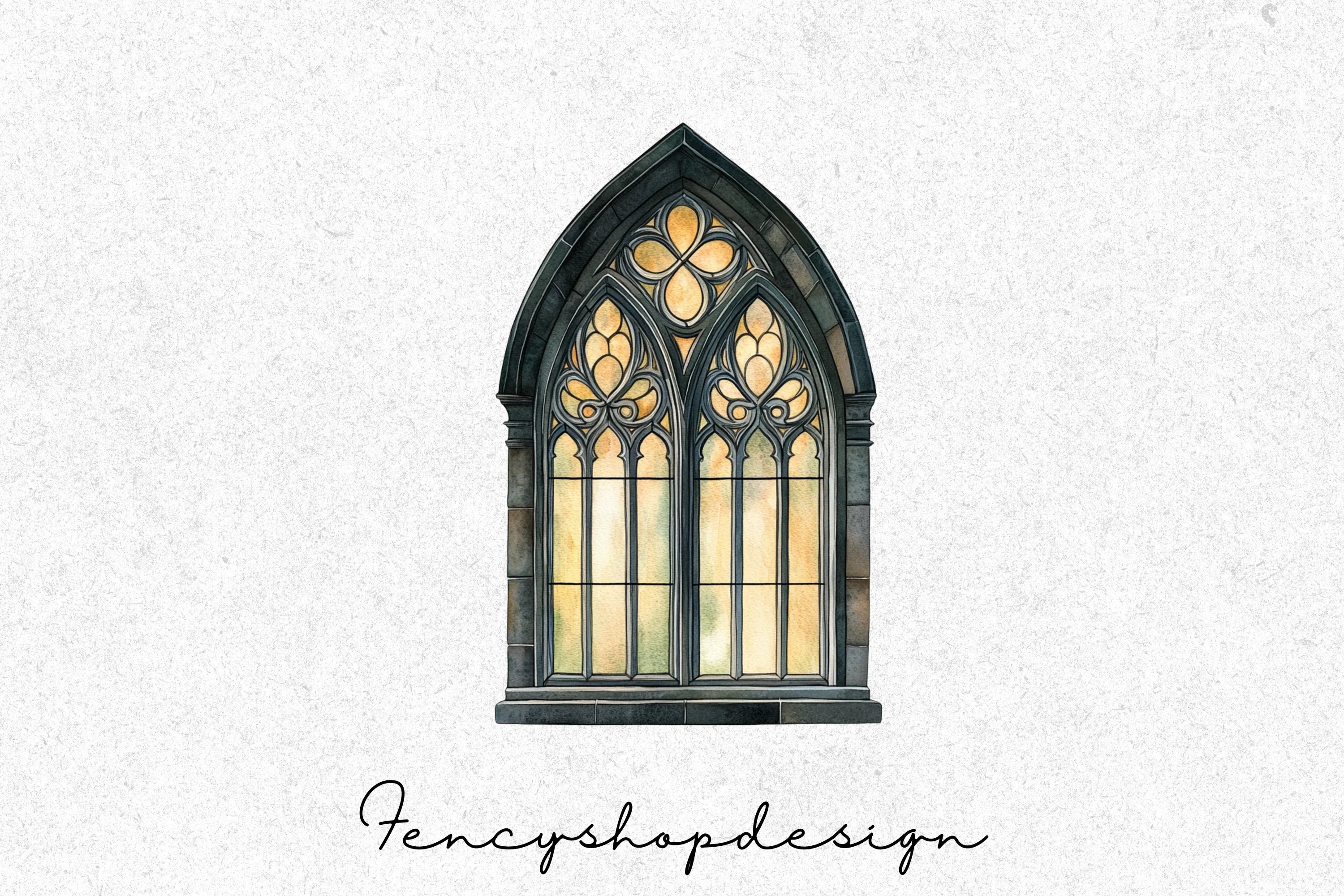 Gothic Stained Glass Window Clipart Bundle - Image 6