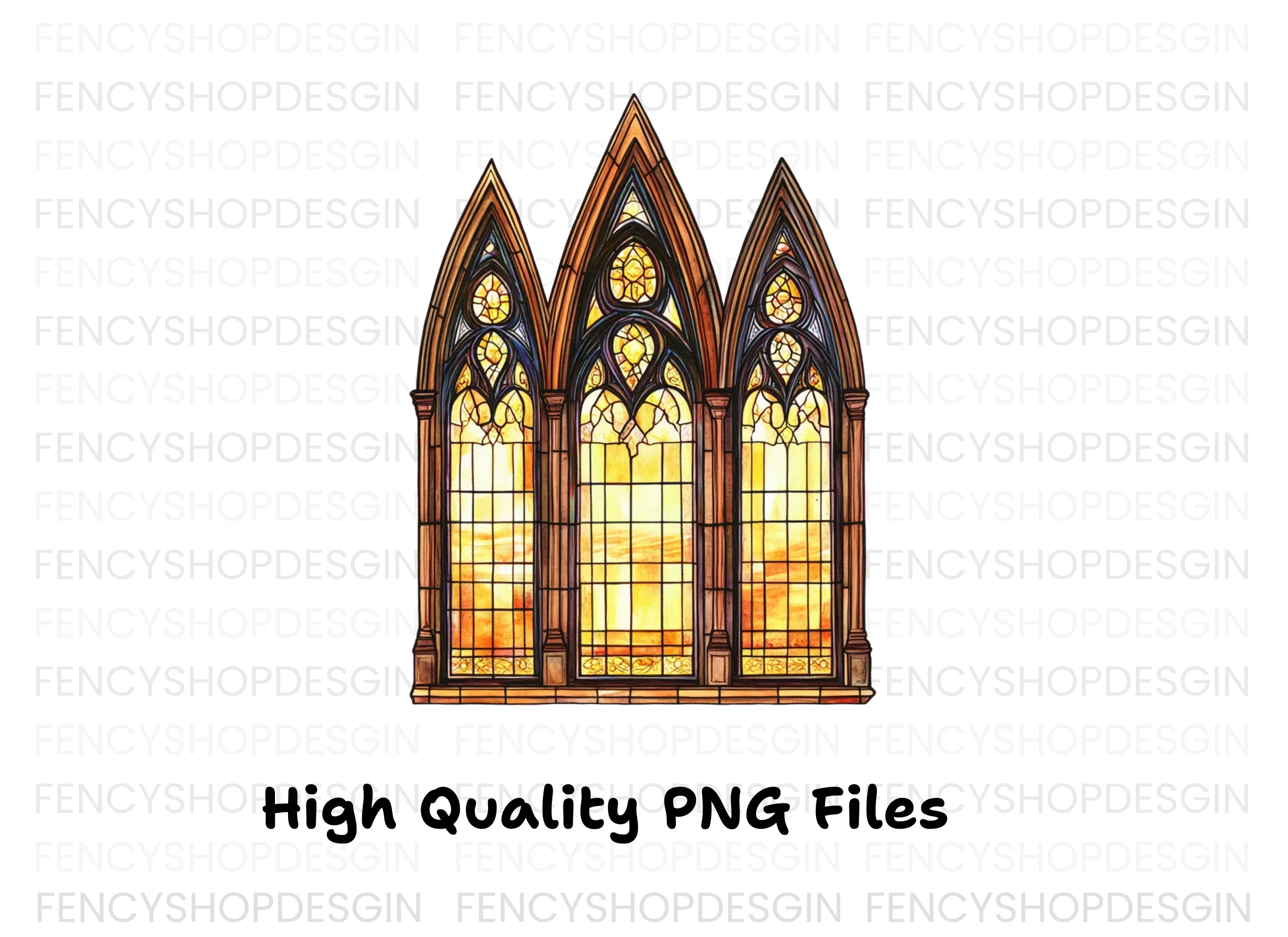 Gothic Stained Glass Window Clipart Bundle - Image 3