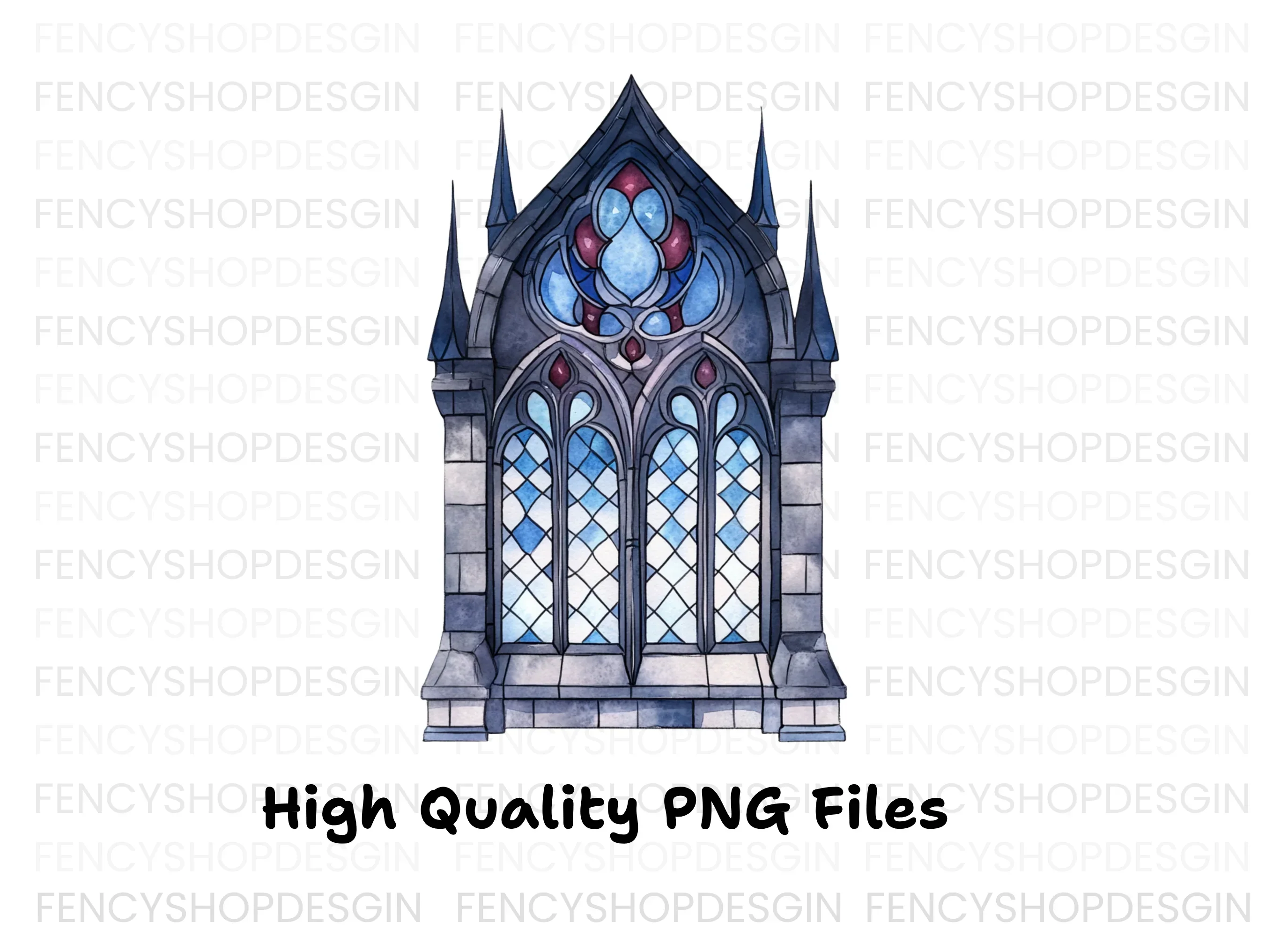 Gothic Stained Glass Window Clipart Bundle - Image 3