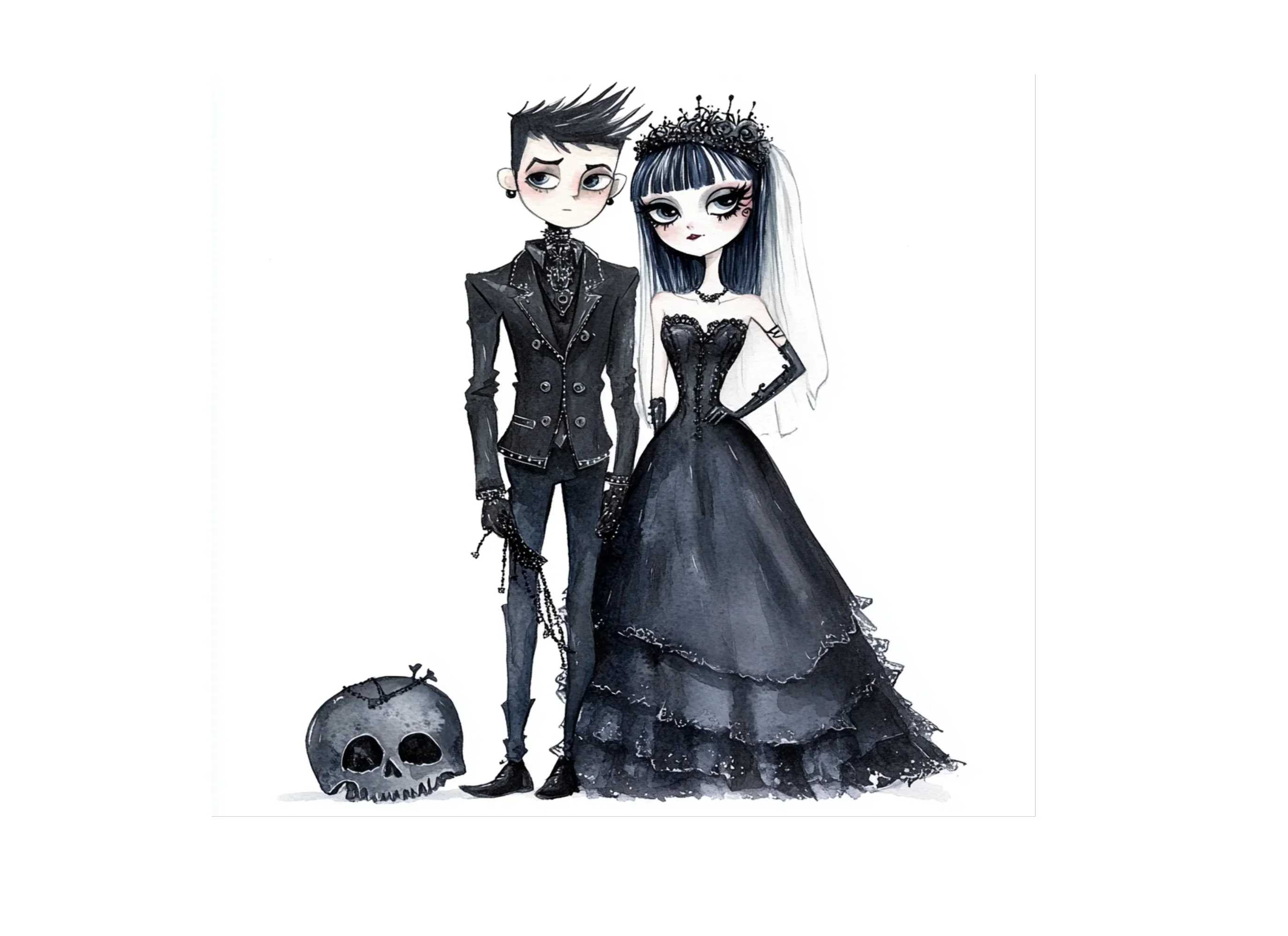 Gothic Wedding Couple Clipart Bundle - Image 2