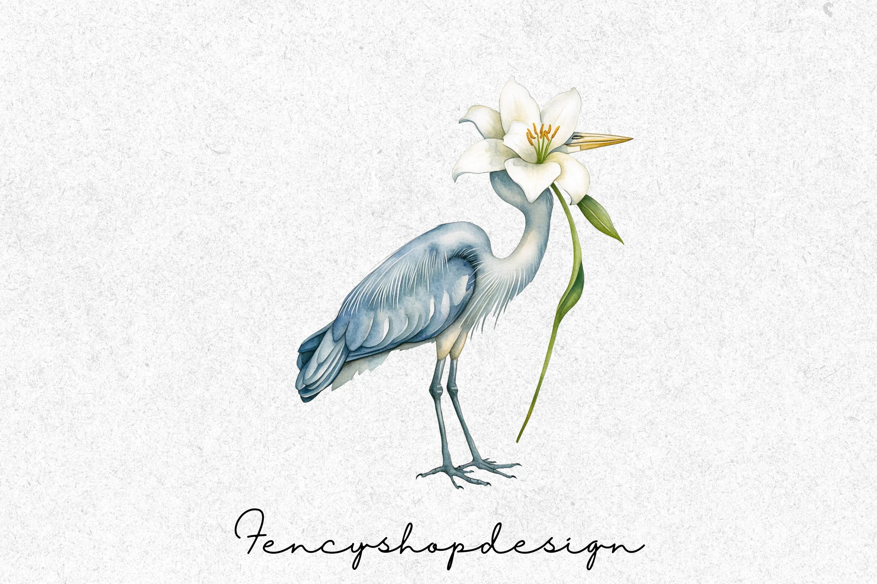 Graceful Blue Heron Designs Clipart Bundle - Image 3