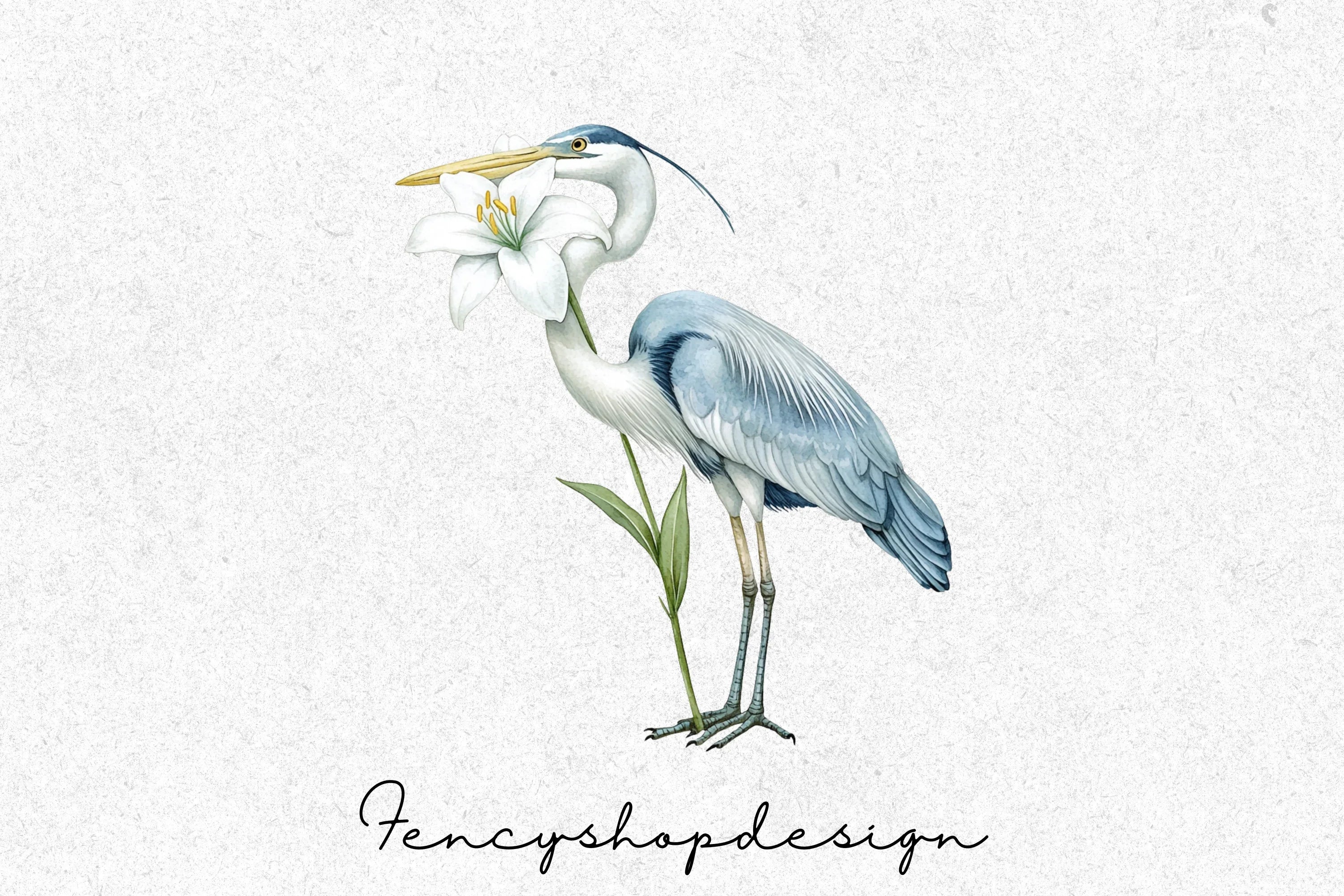 Graceful Blue Heron Designs Clipart Bundle - Image 4