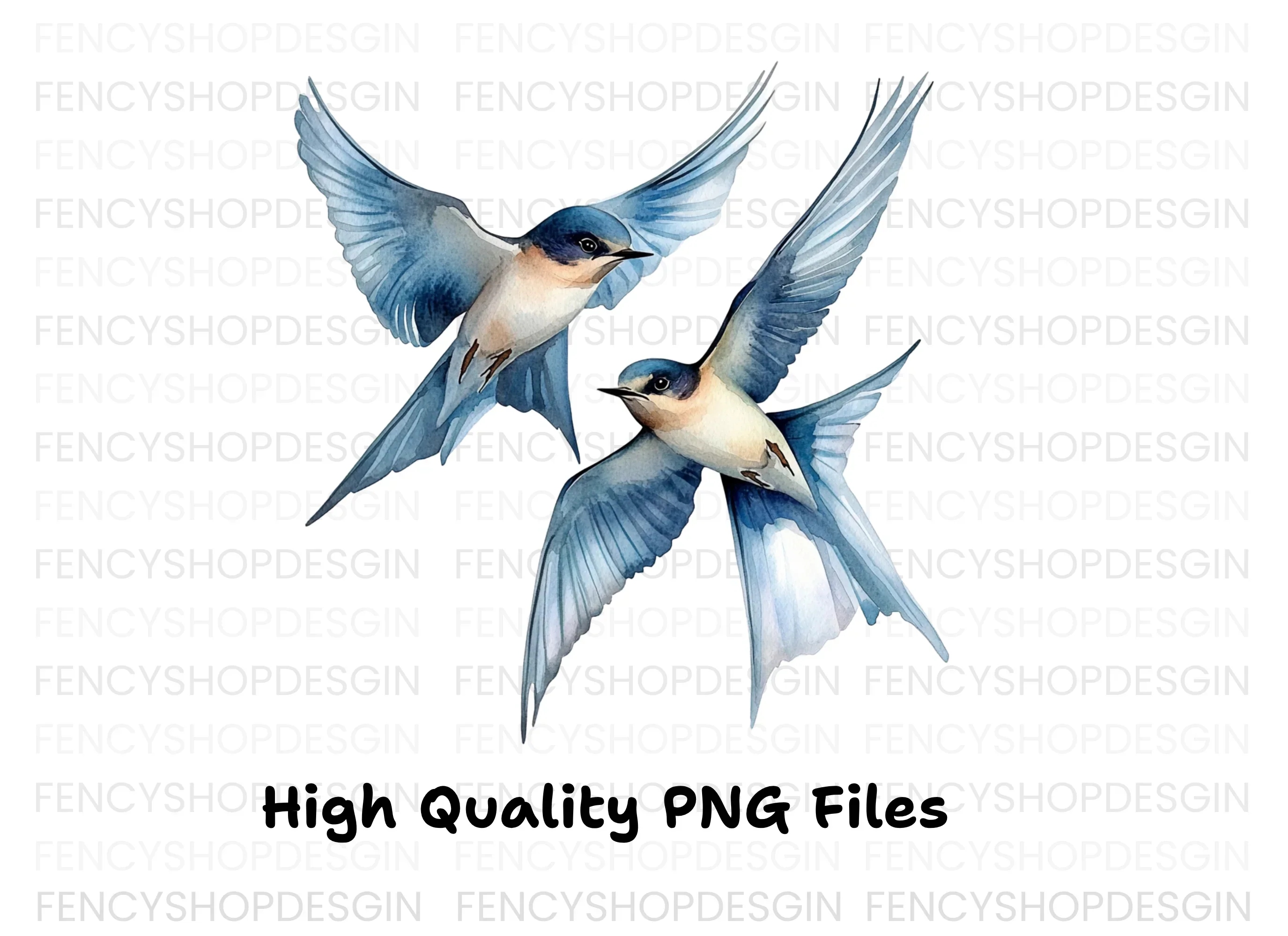Graceful Blue Swallows Clipart Bundle - Image 2