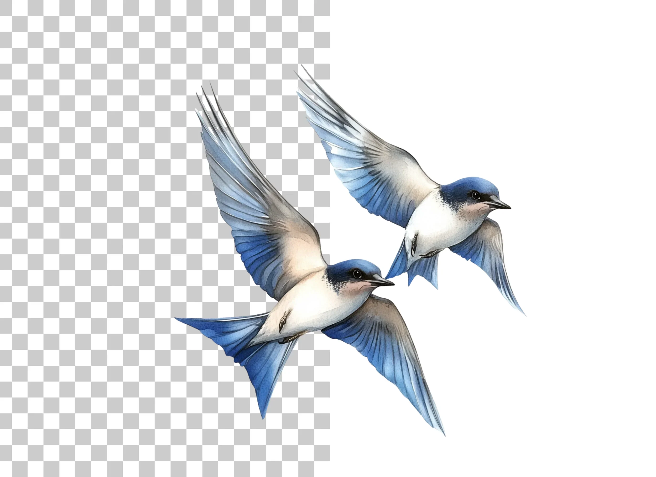 Graceful Blue Swallows Clipart Bundle - Image 3