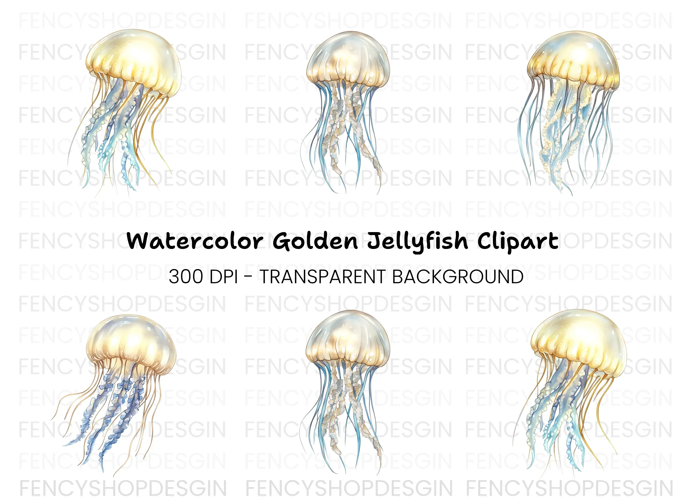 Graceful Jellyfish Clipart Bundle