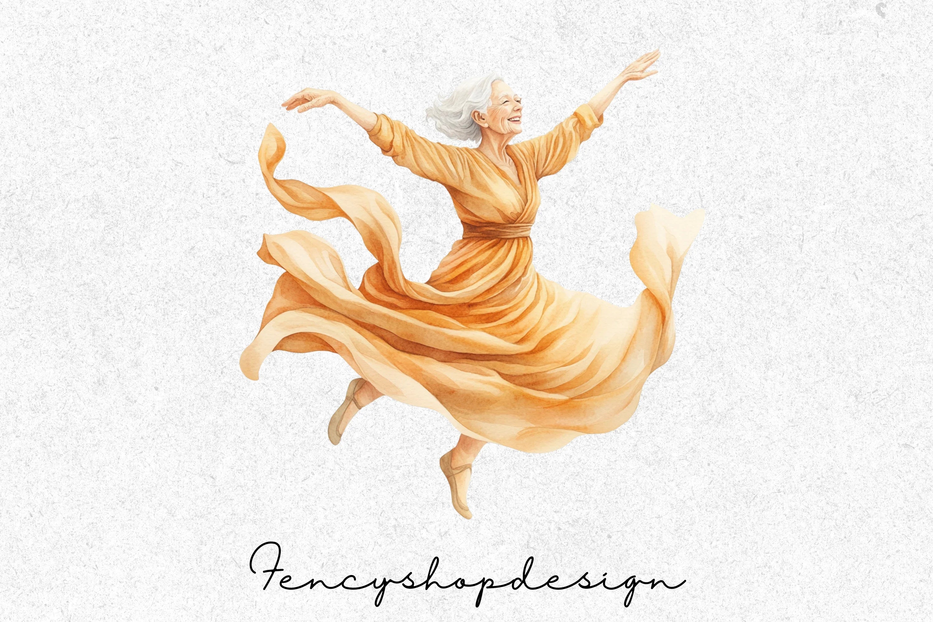 Graceful Senior Women Dancing Clipart Bundle - Image 3