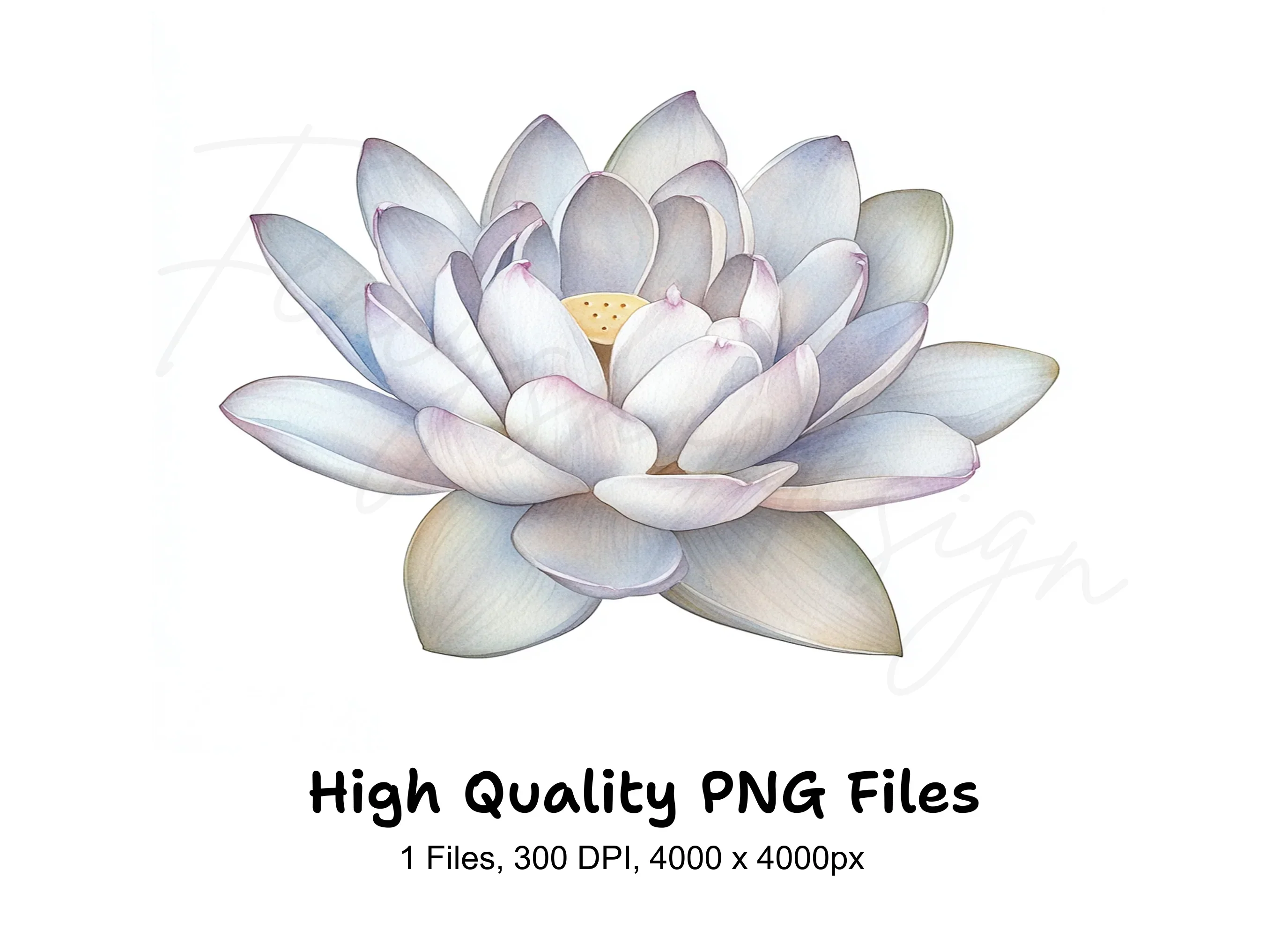 Graceful White Lotus Flower Clipart Bundle