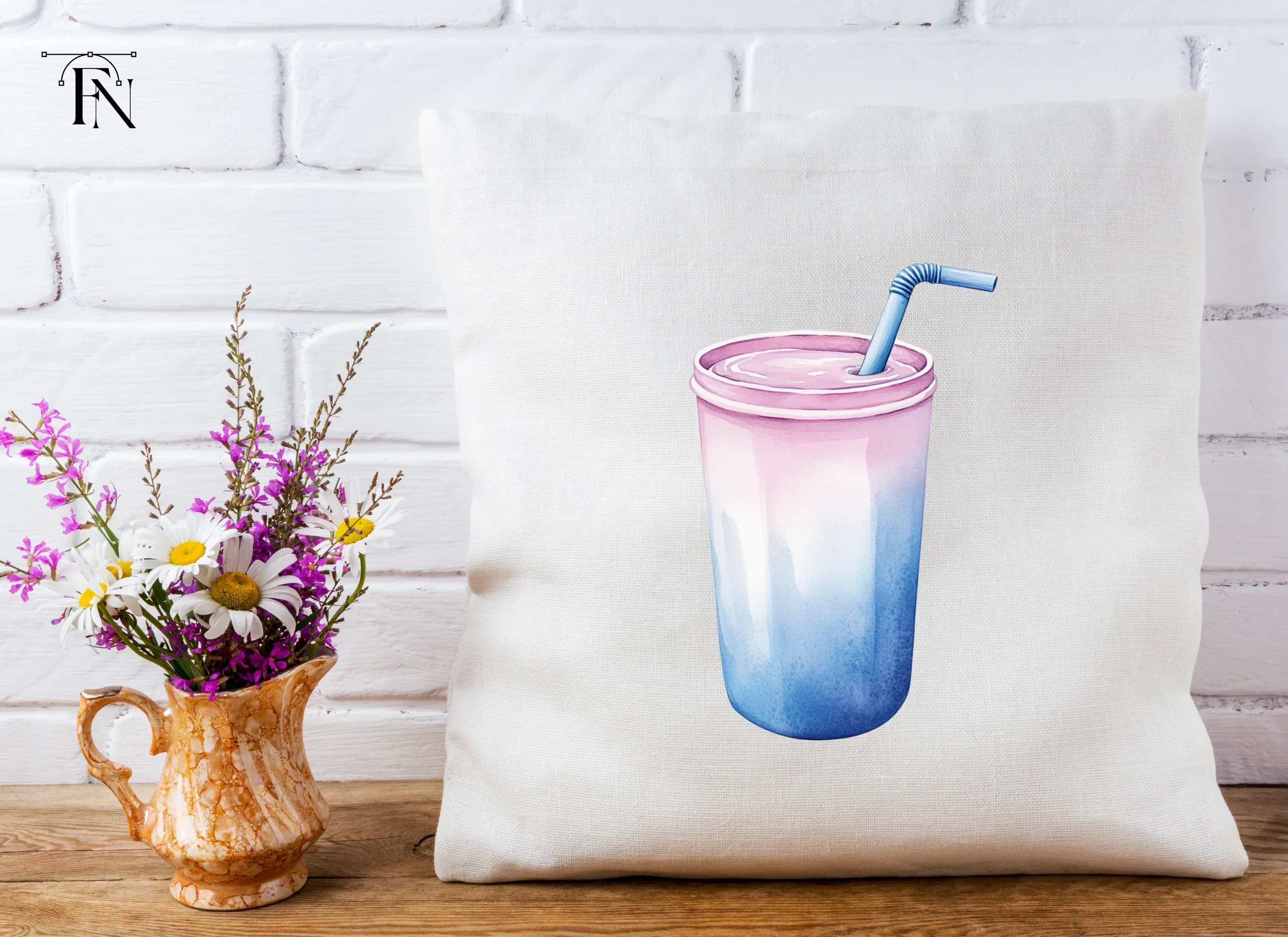 Gradient Drink Cups with Straws Clipart Bundle - Image 4