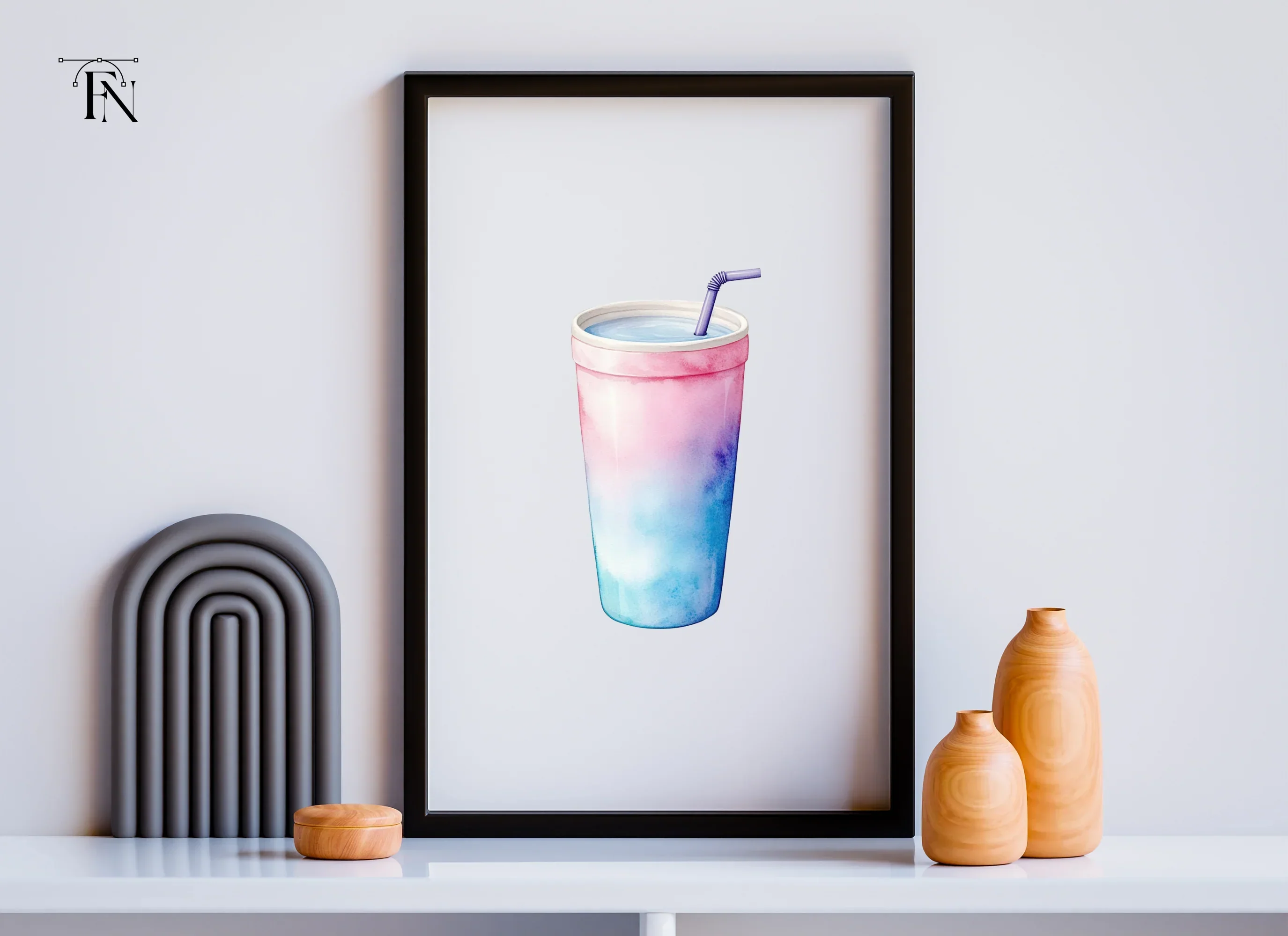 Gradient Drink Cups with Straws Clipart Bundle - Image 5