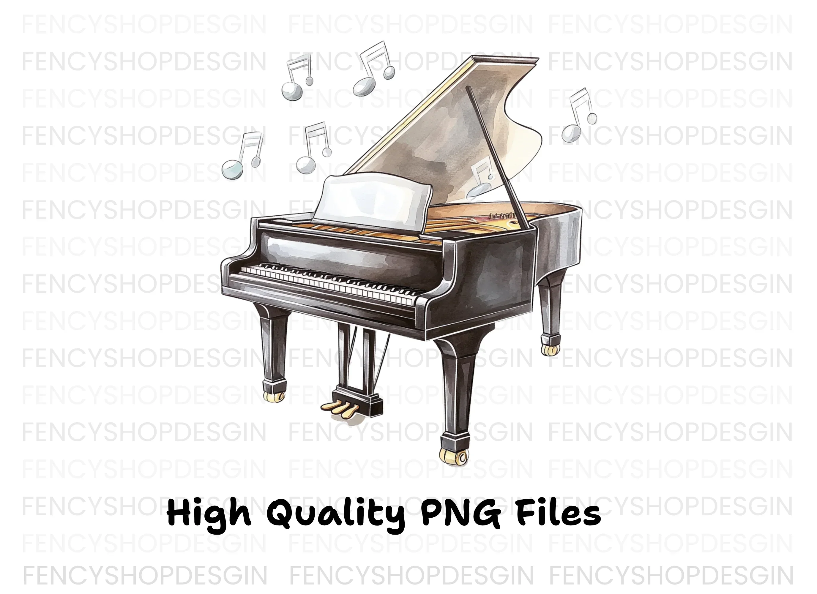 Grand Pianos with Music Notes Clipart Bundle - Image 2