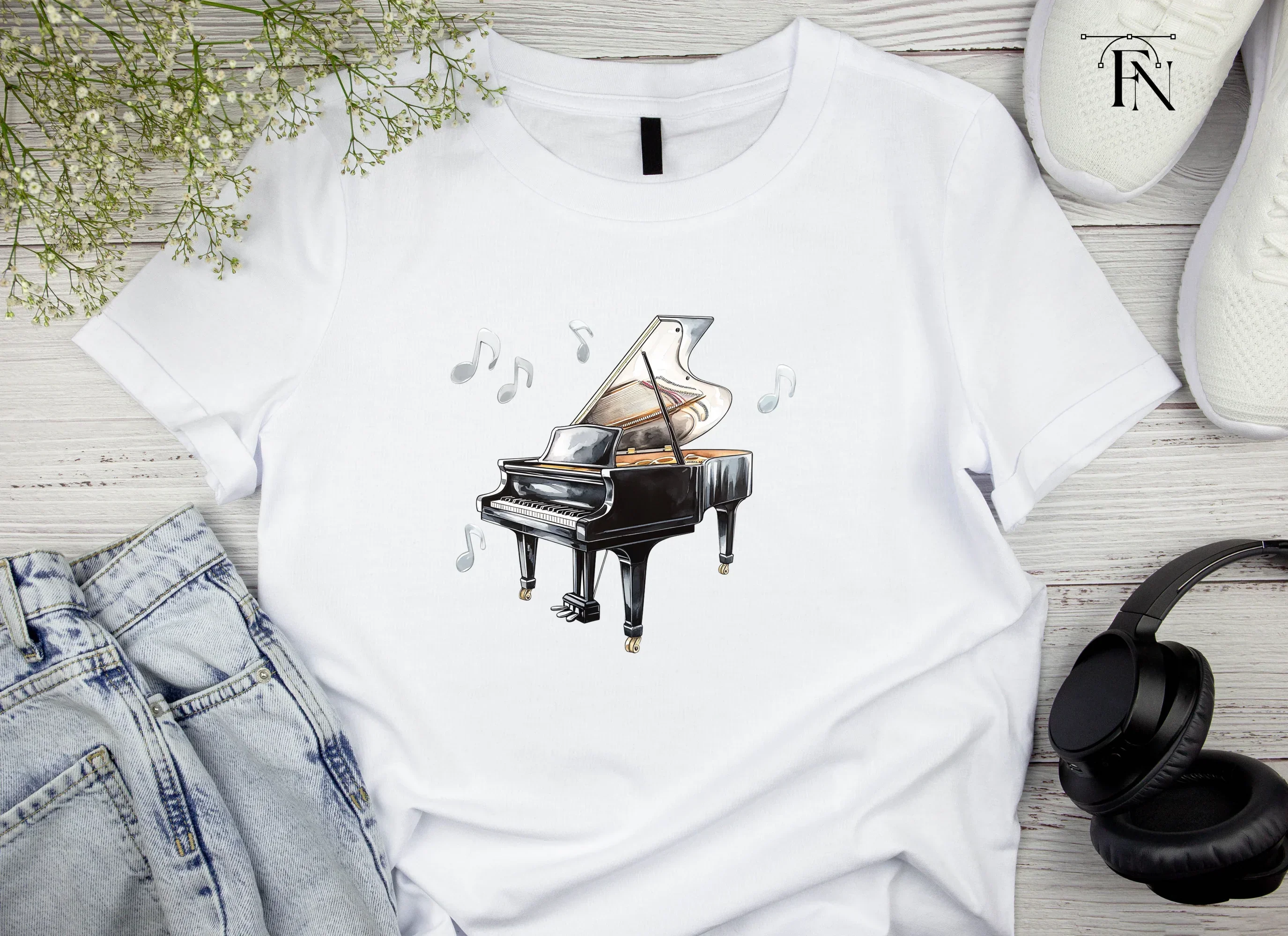 Grand Pianos with Music Notes Clipart Bundle - Image 6