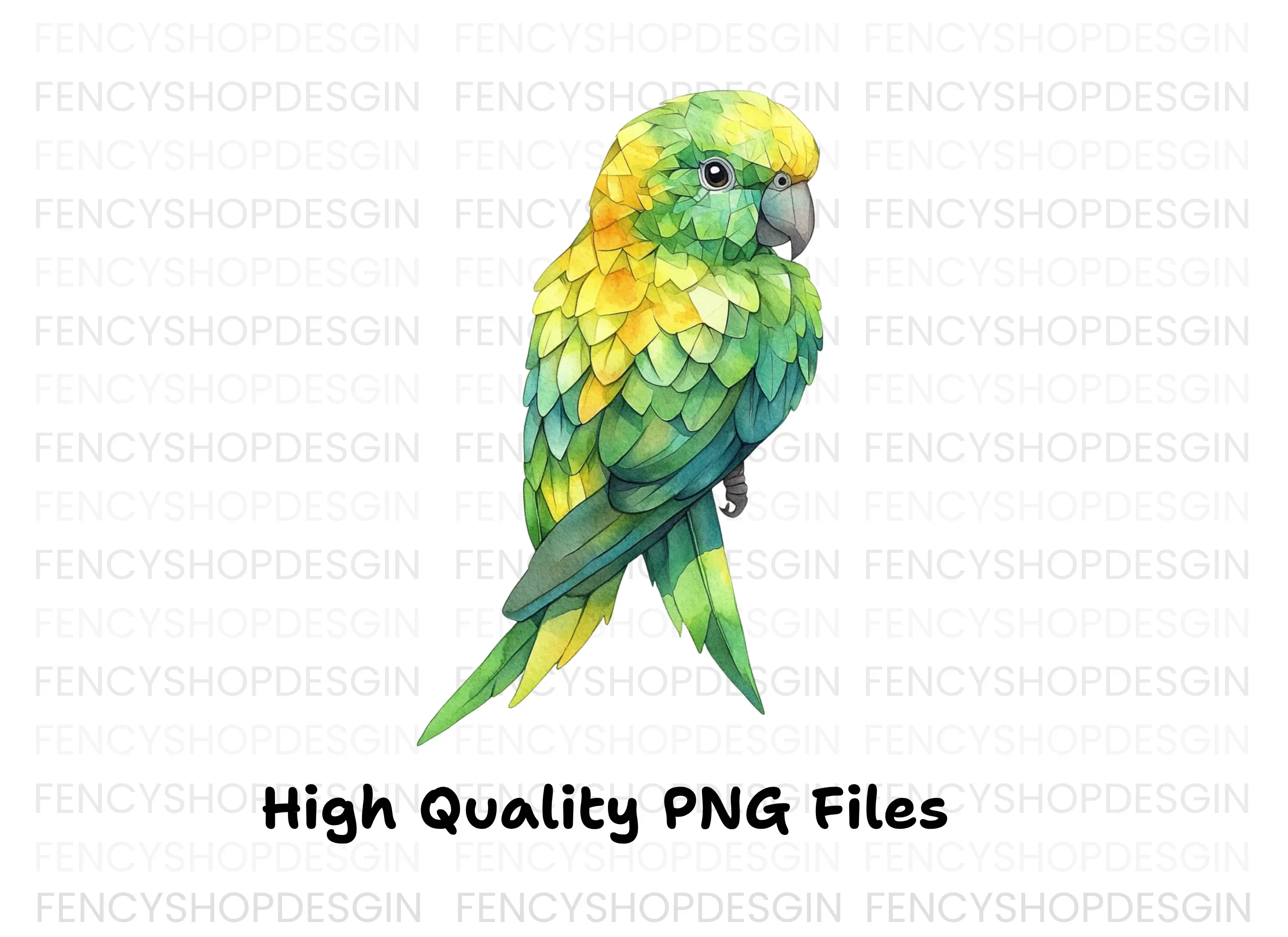 Green and Yellow Parrot Clipart Bundle - Image 3