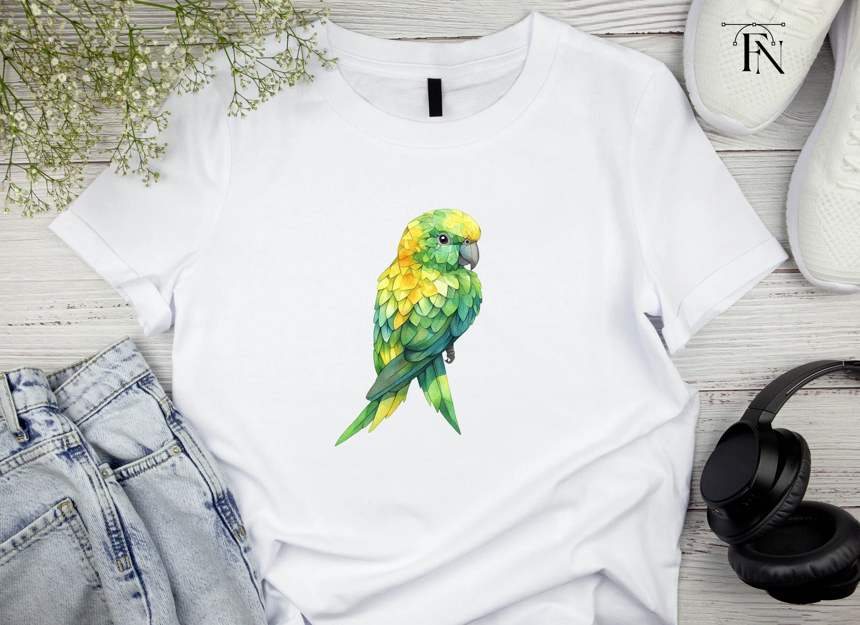 Green and Yellow Parrot Clipart Bundle - Image 4