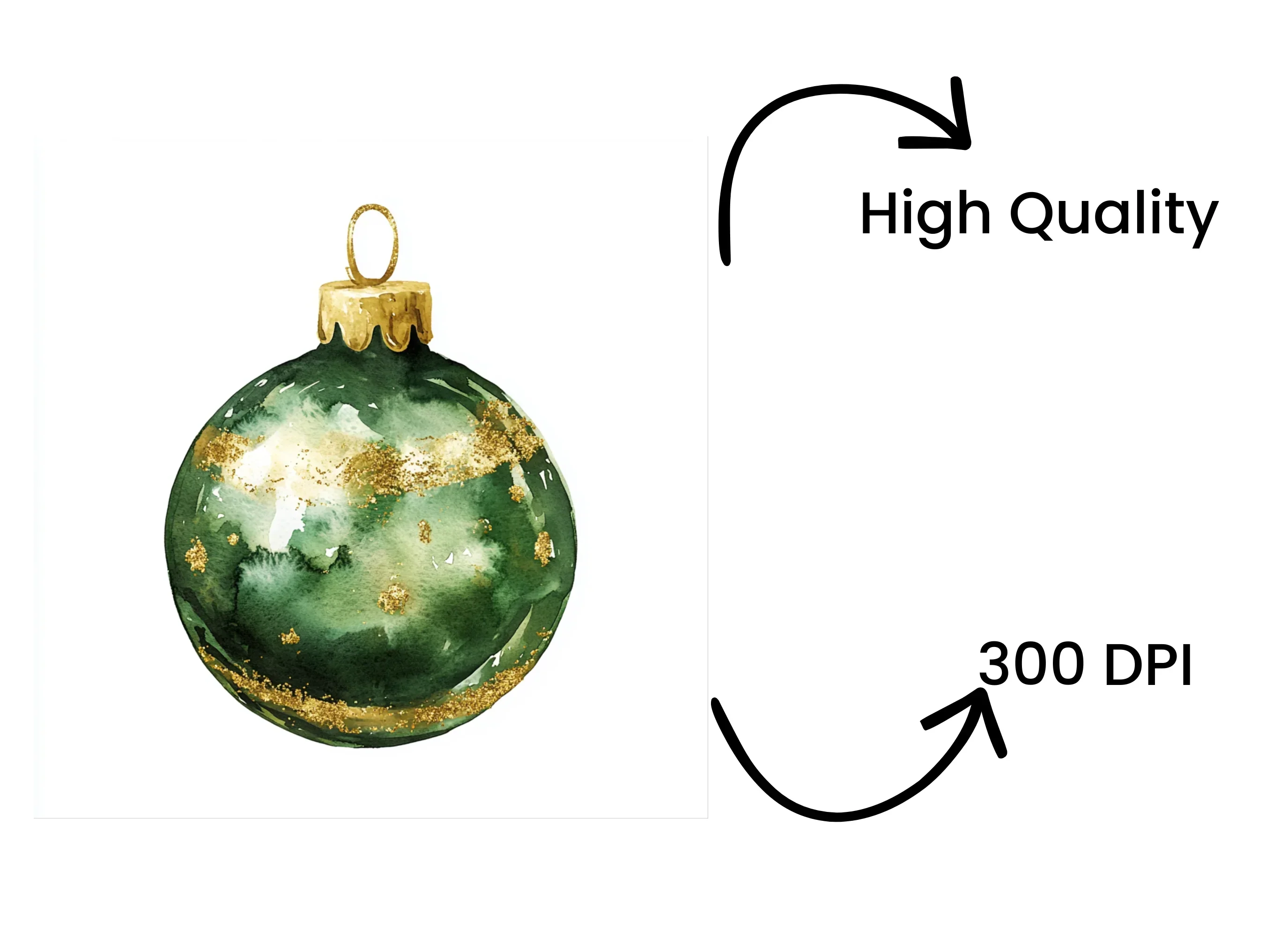 Green Christmas Ornaments Clipart Bundle - Image 4