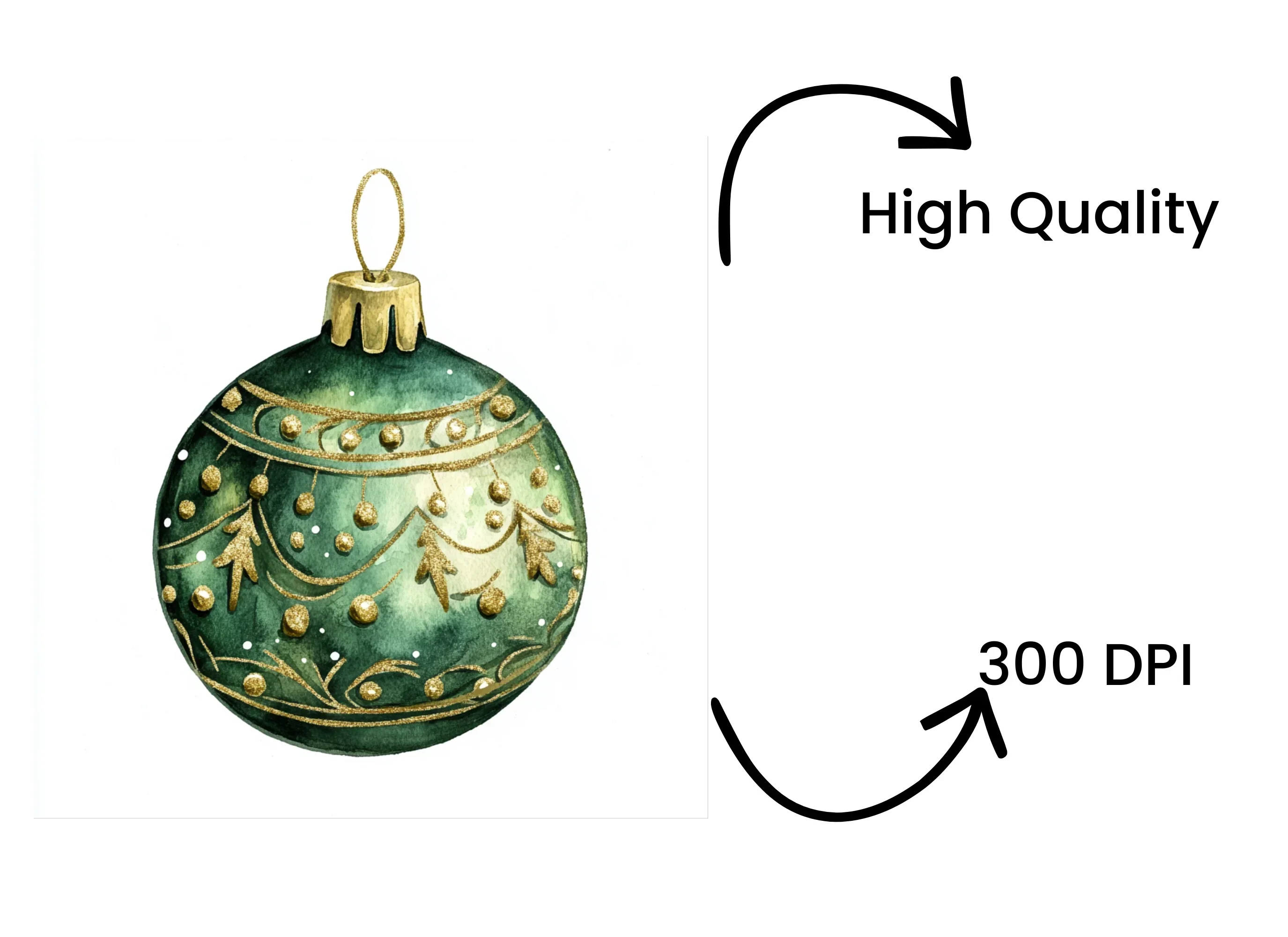 Green Christmas Ornaments Clipart Bundle - Image 4