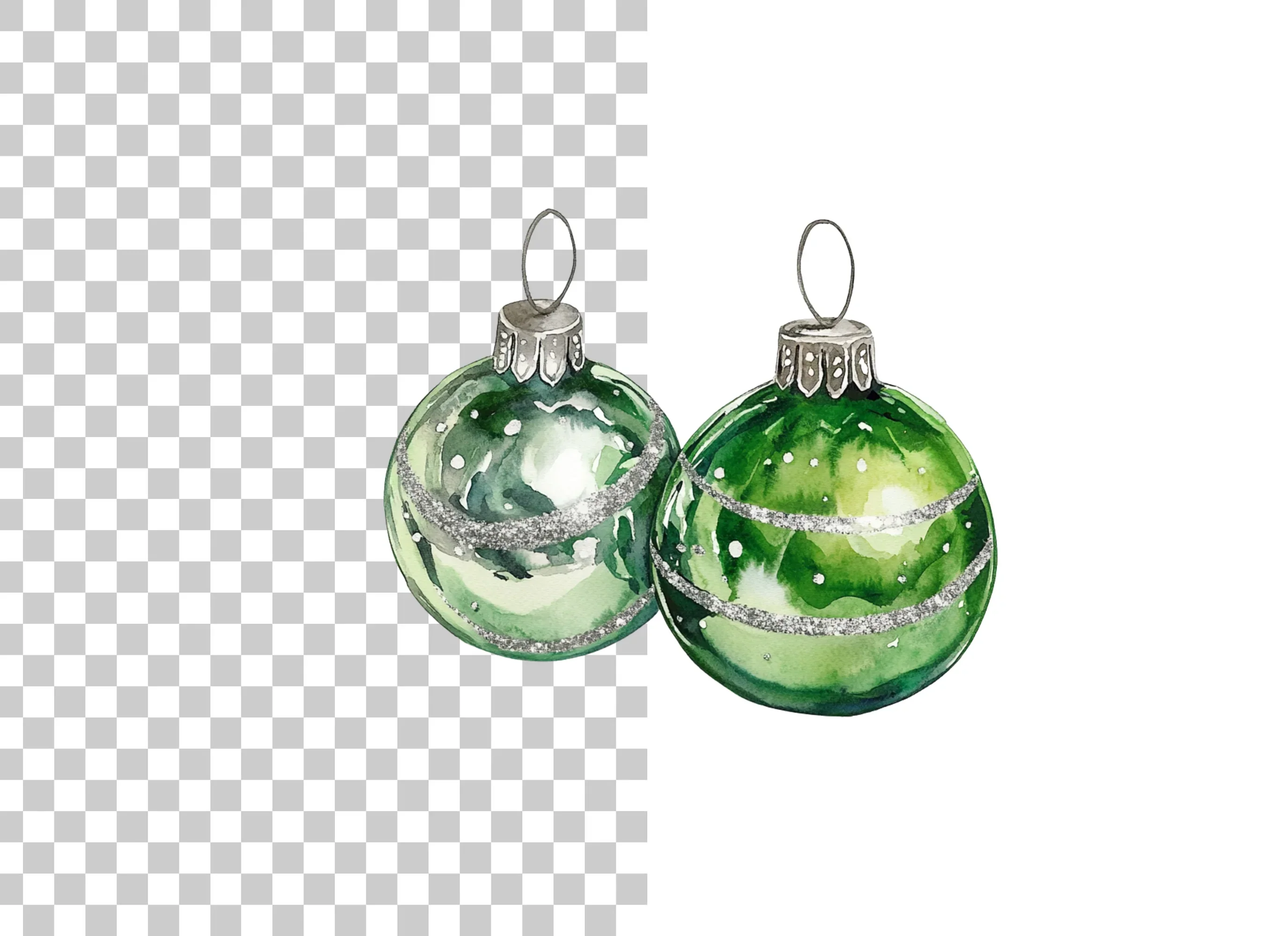 Green Christmas Ornaments Clipart Bundle - Image 2