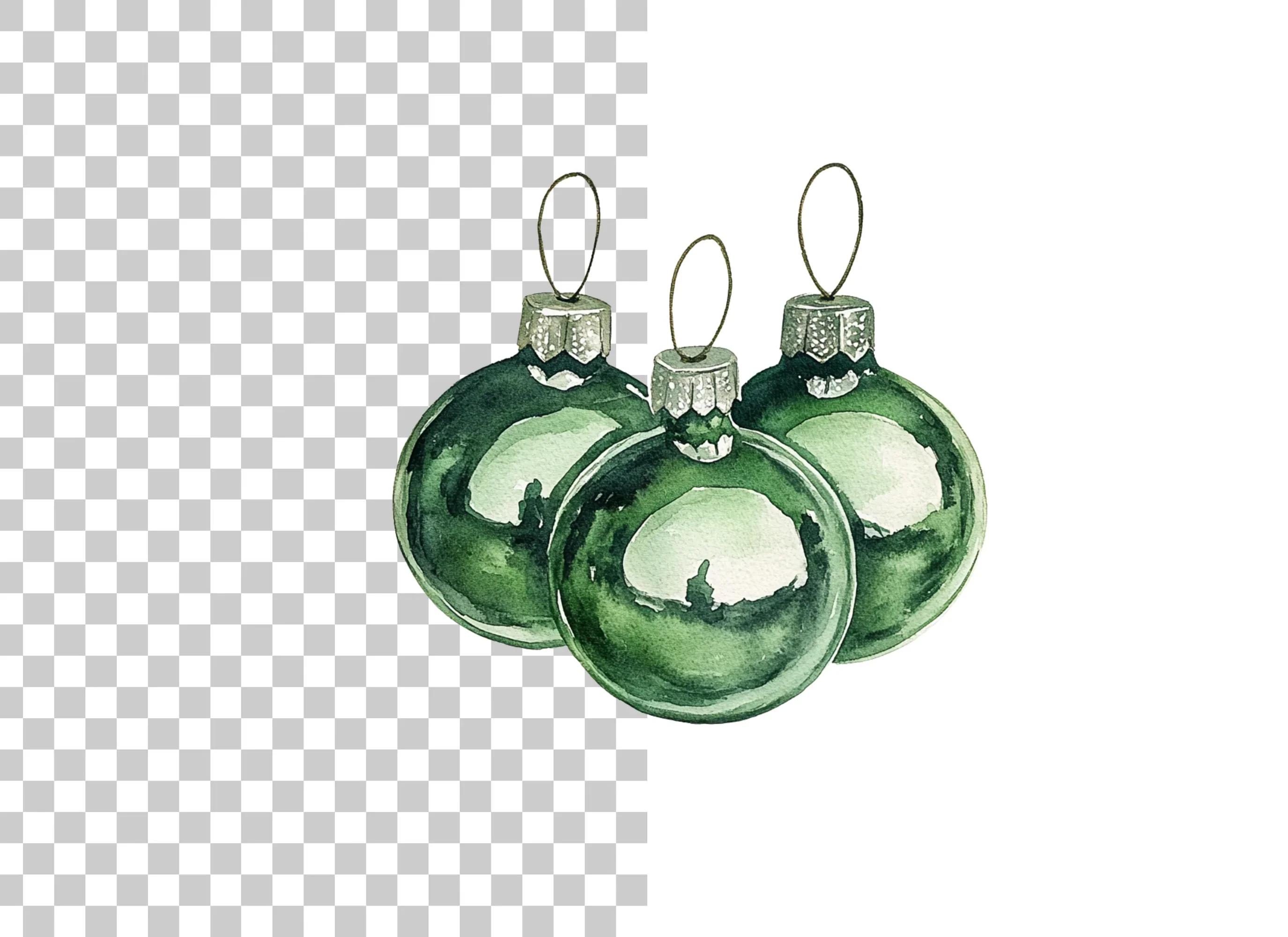 Green Christmas Ornaments Clipart Bundle - Image 2