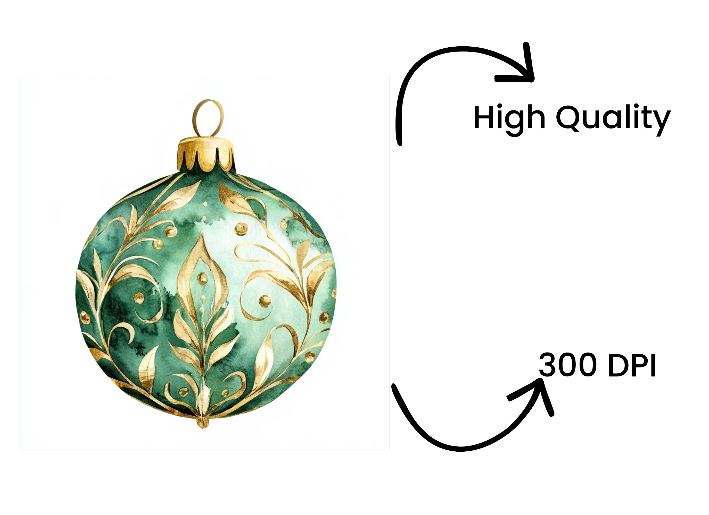 Green Christmas Ornaments Clipart Bundle - Image 4