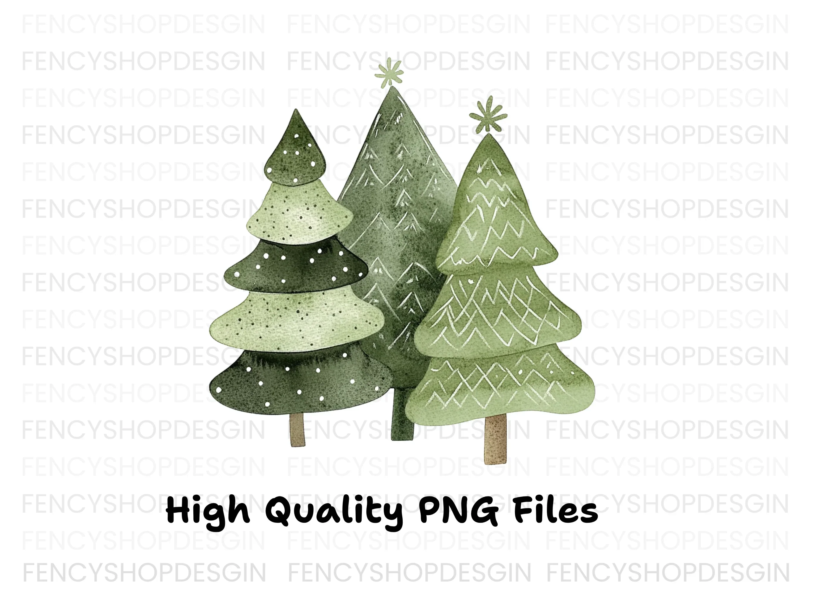 Green Christmas Trees Clipart Bundle - Image 2