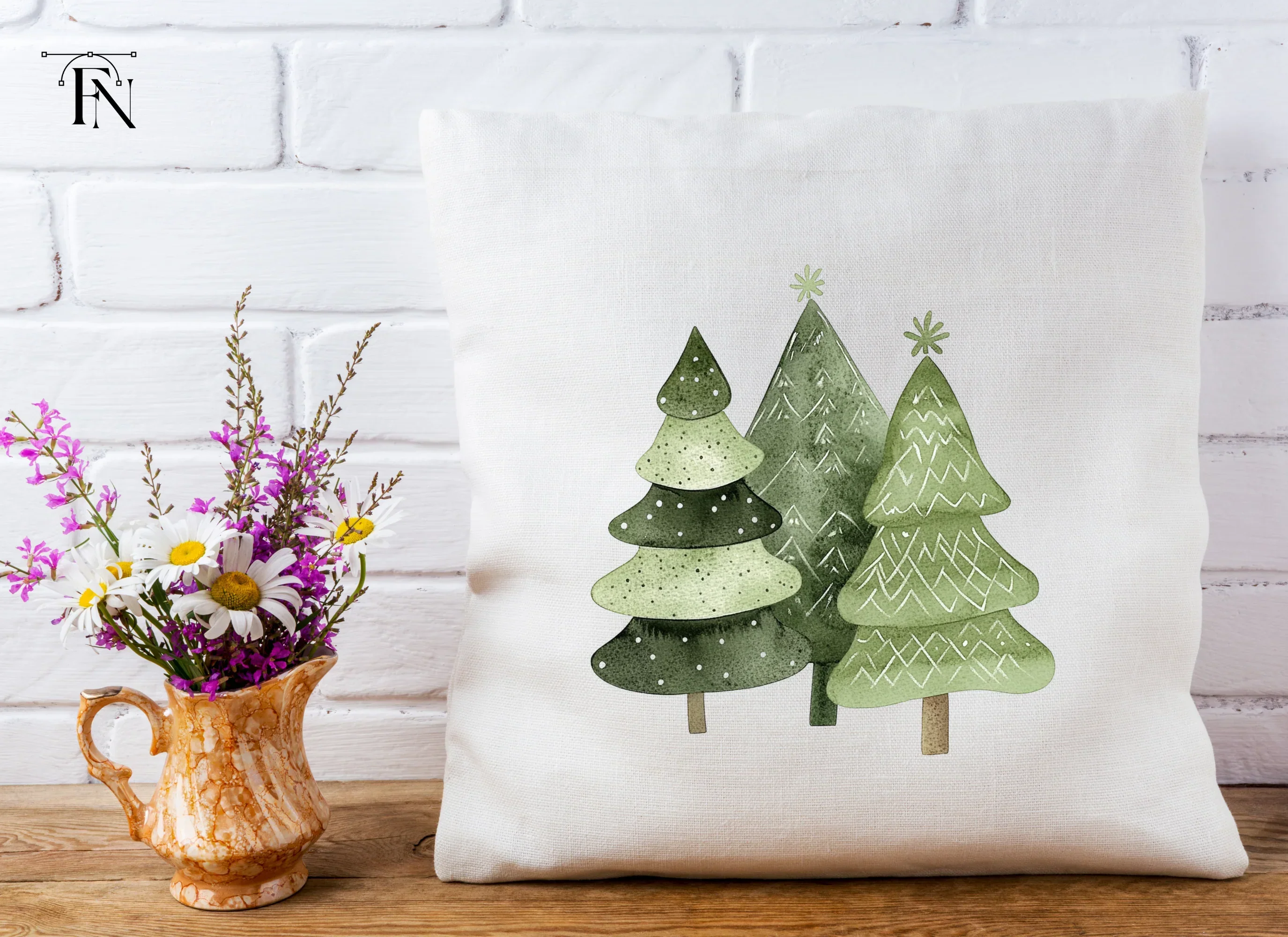 Green Christmas Trees Clipart Bundle - Image 4