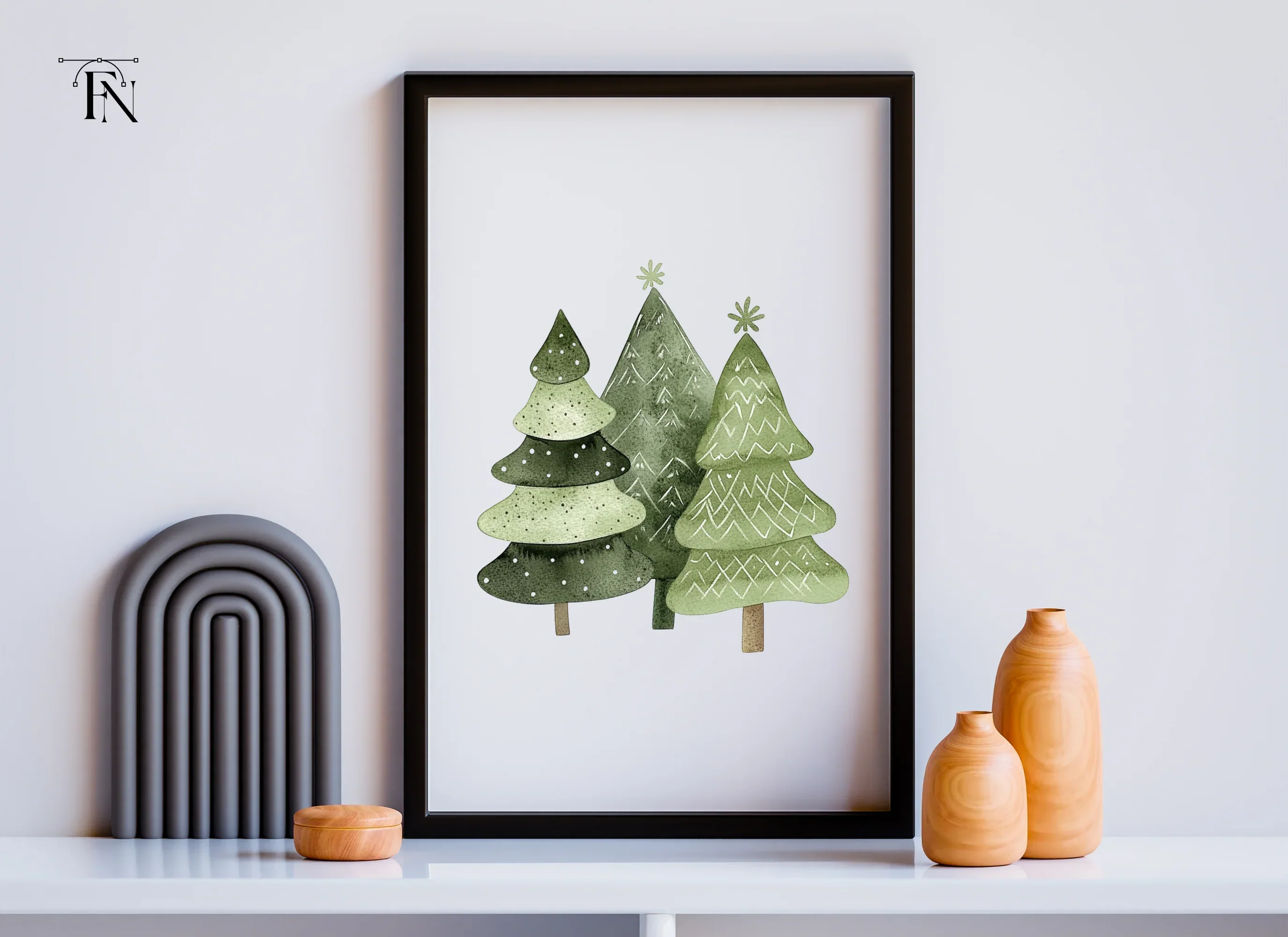 Green Christmas Trees Clipart Bundle - Image 5