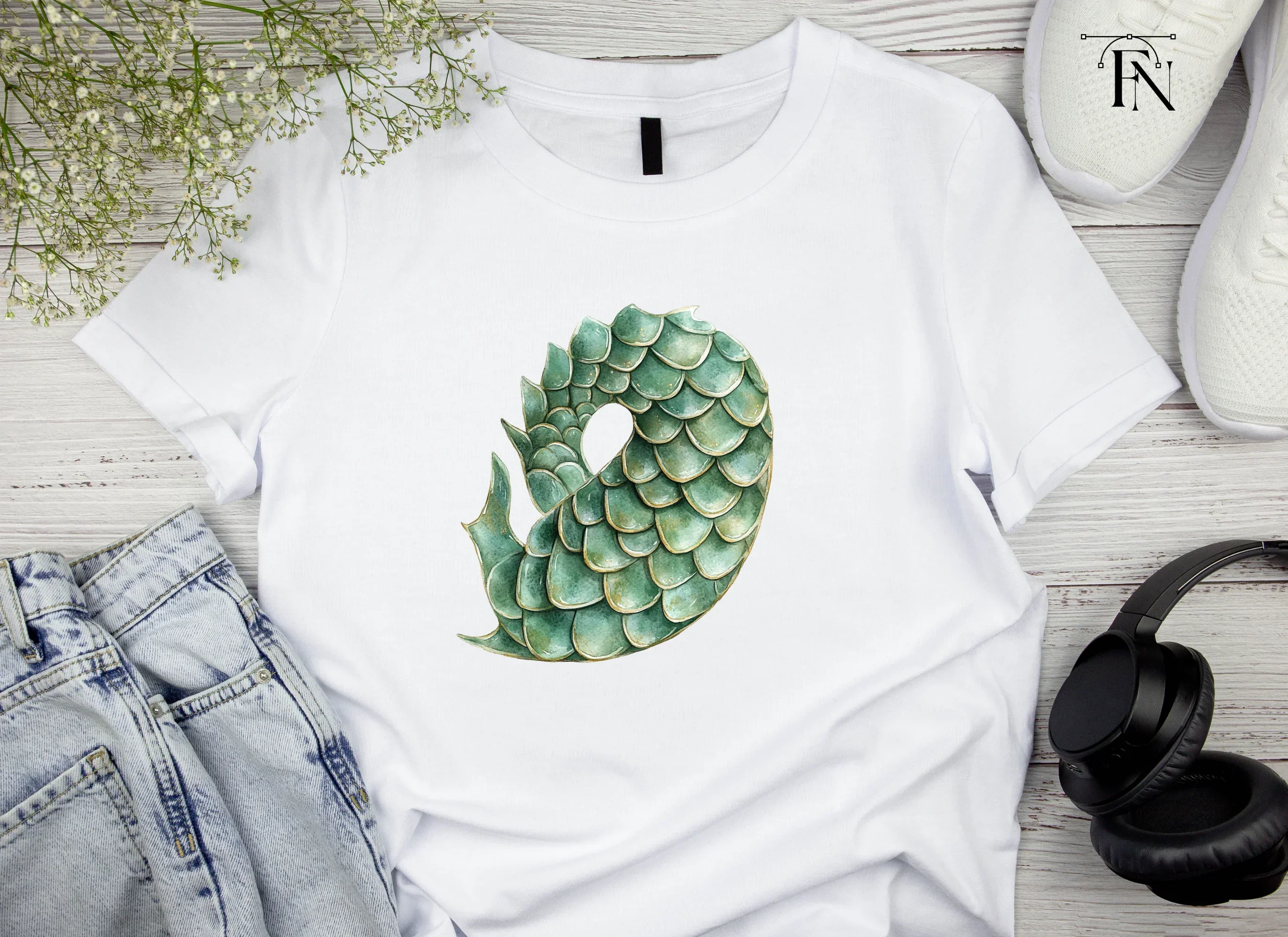 Green Dragon Scales Clipart Bundle - Image 4