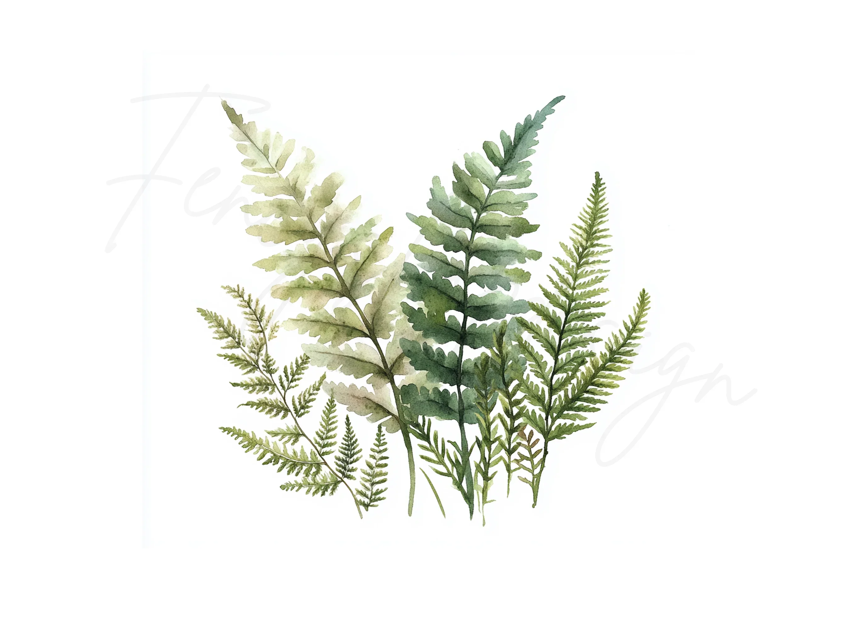 Green Fern Foliage Clipart Bundle - Image 2