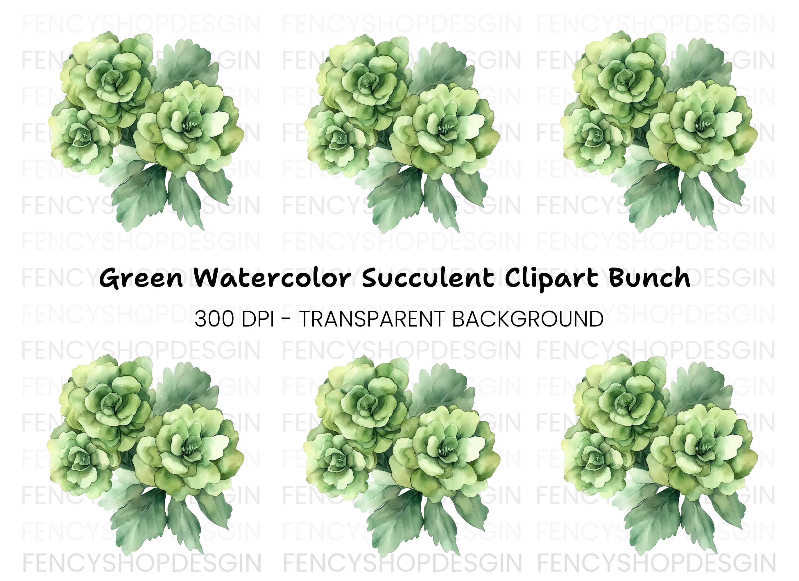 Green Floral Clipart Bundle