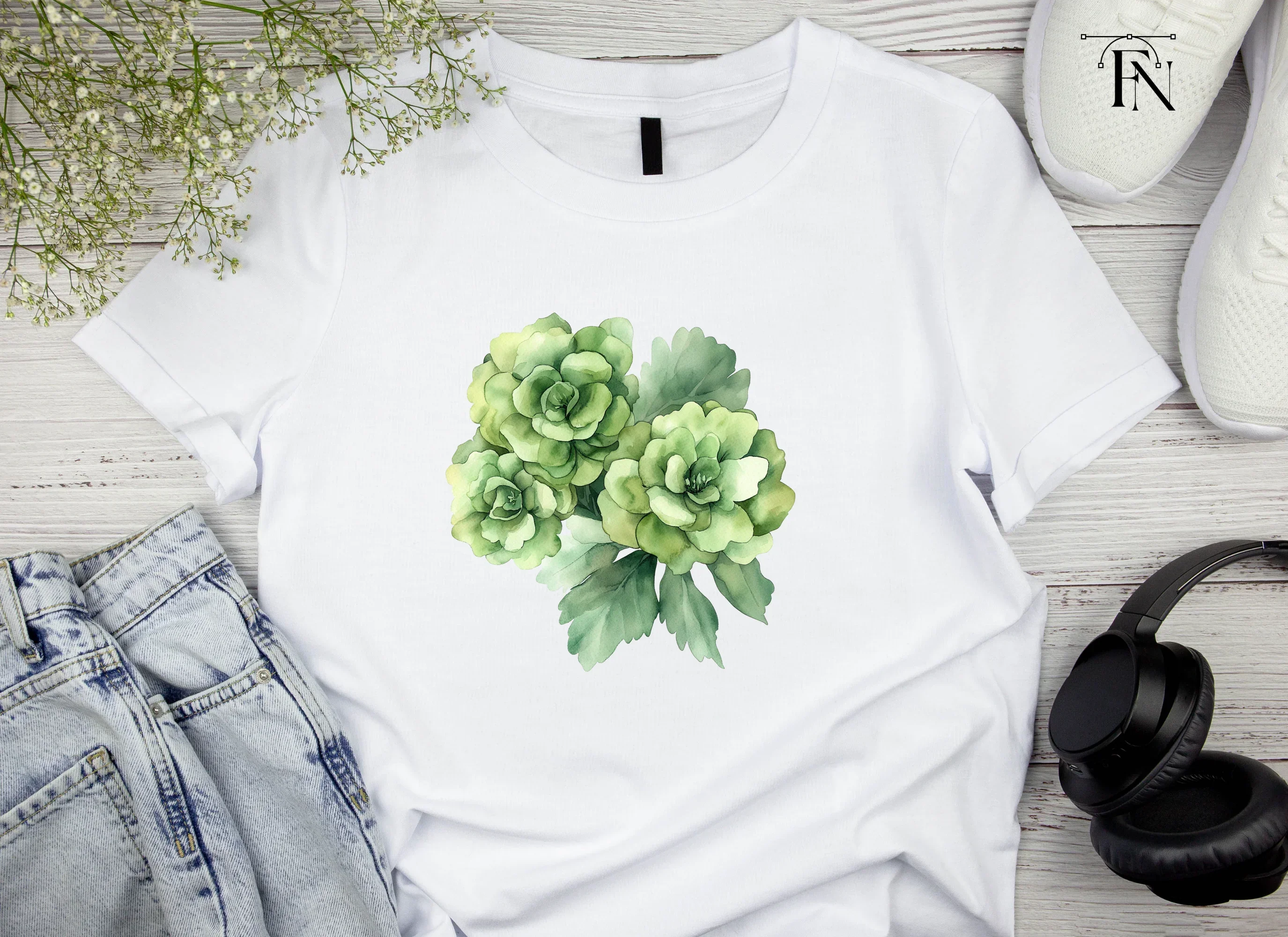Green Floral Clipart Bundle - Image 5
