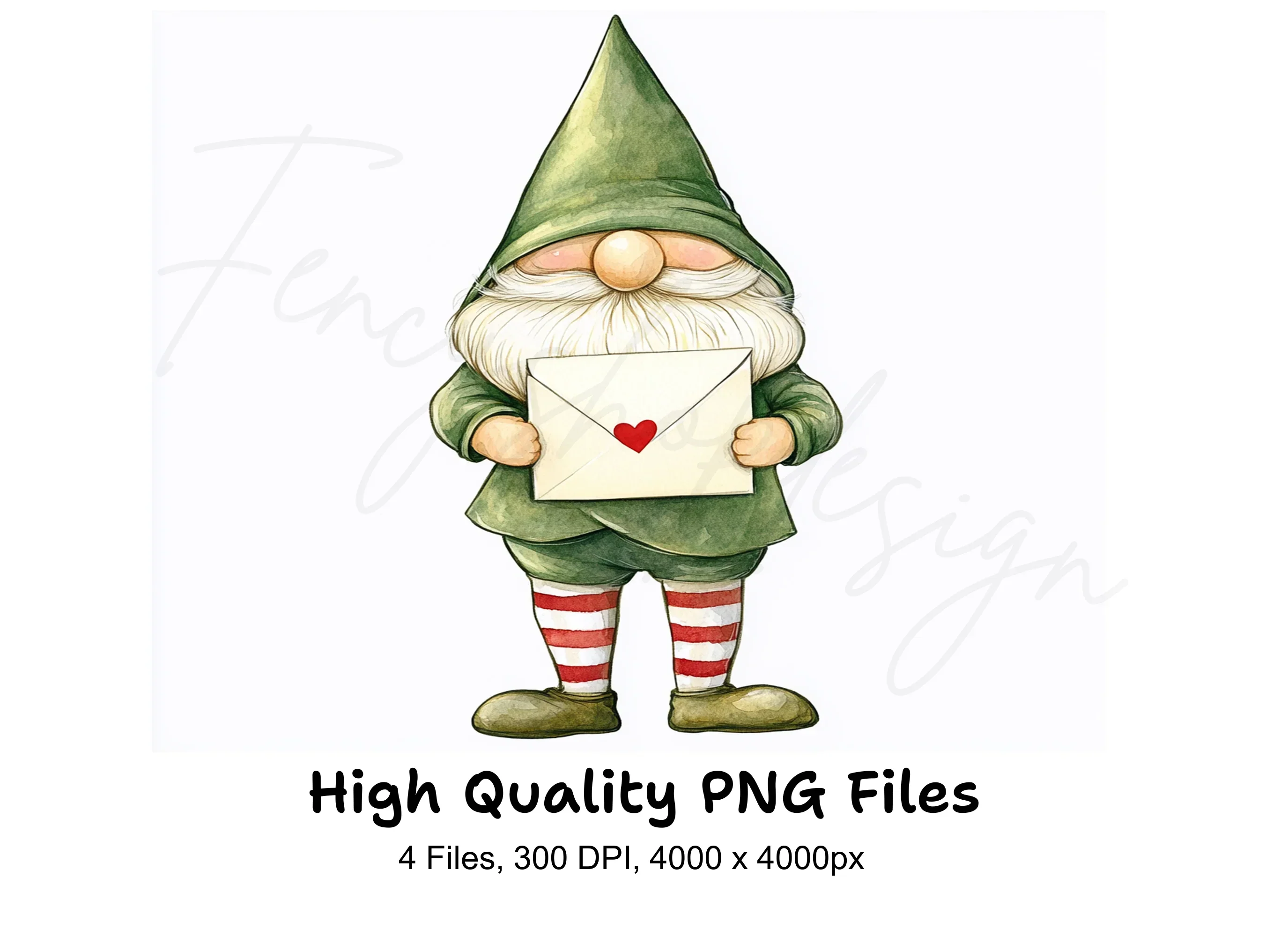 Green Gnomes Love Letters Clipart Bundle