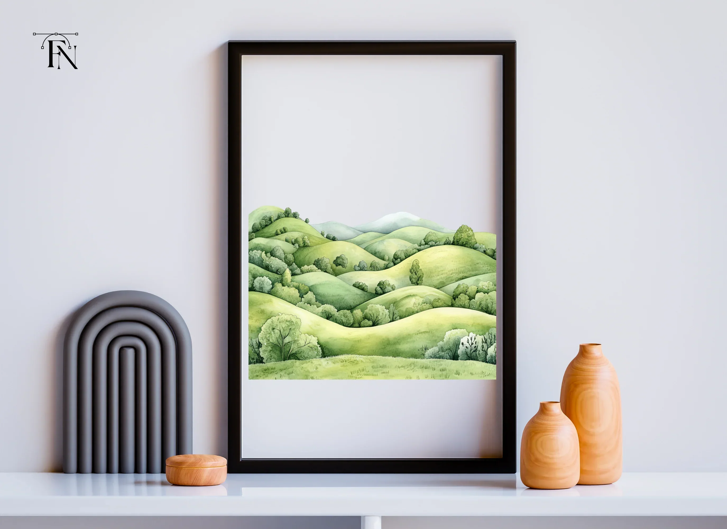 Green Hills Landscape Clipart Bundle - Image 6