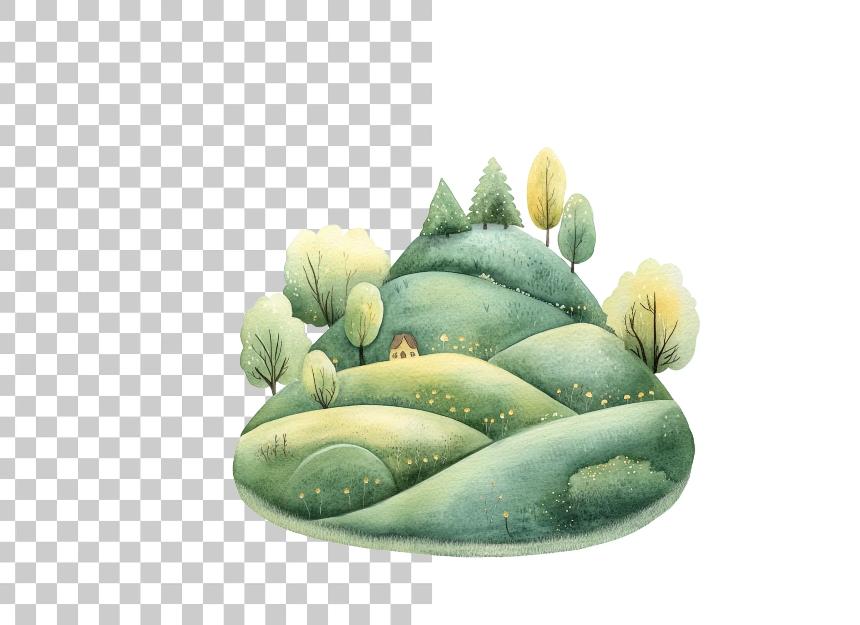 Green Hills Landscape Clipart Bundle - Image 3