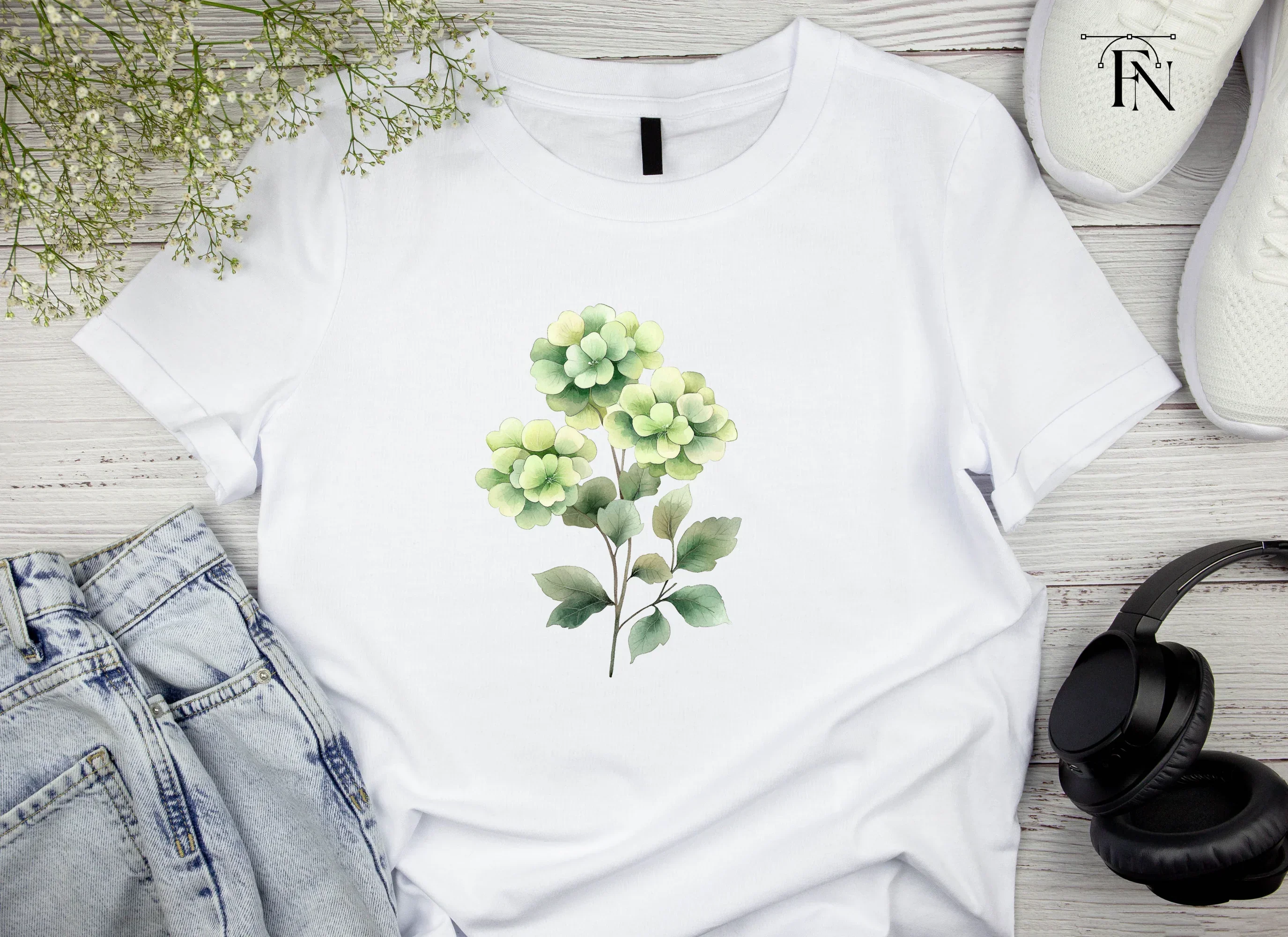 Green Hydrangea Clipart Bundle - Image 5