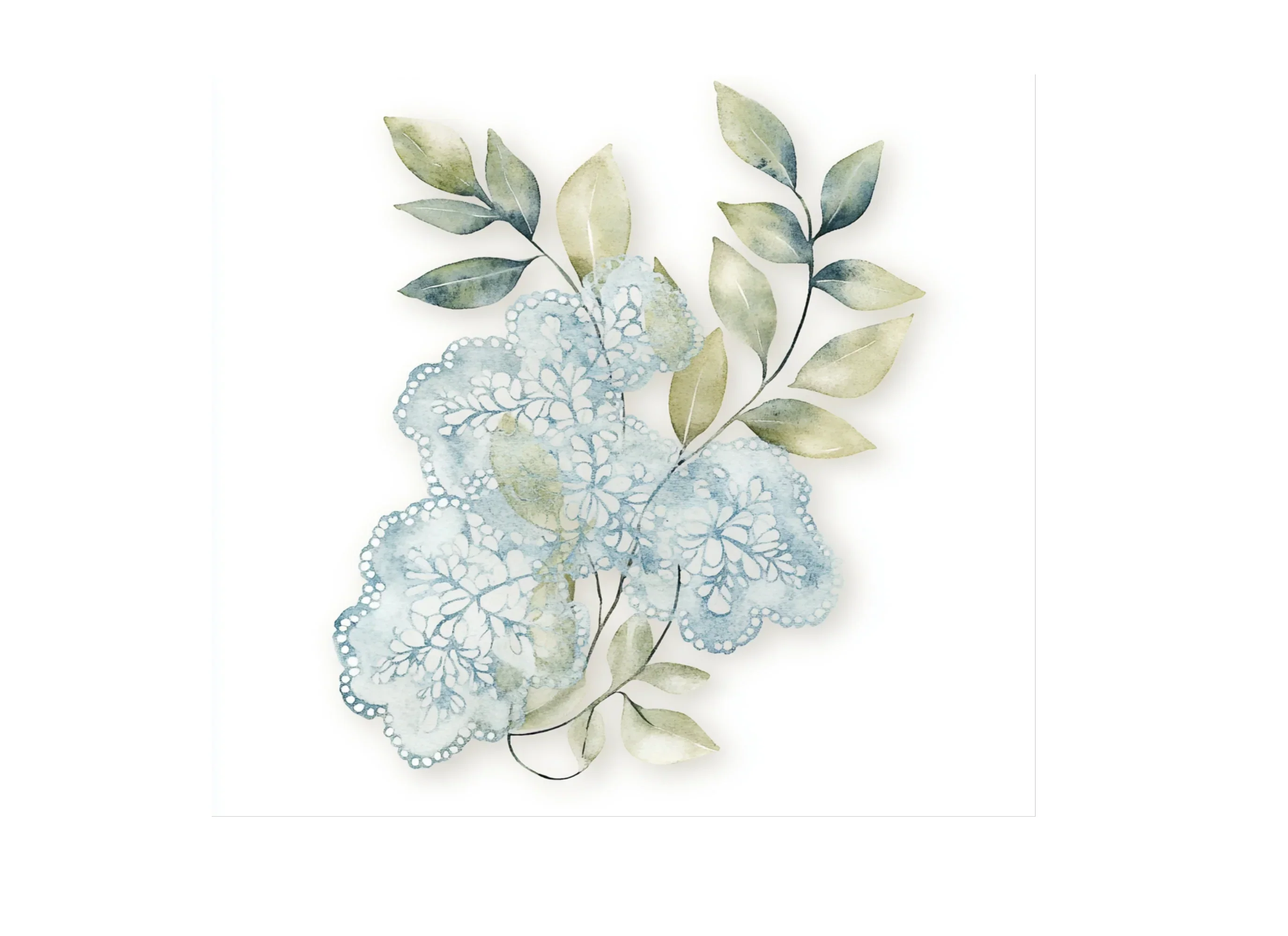 Green Leaves and Blue Lace Clipart Bundle - Image 2