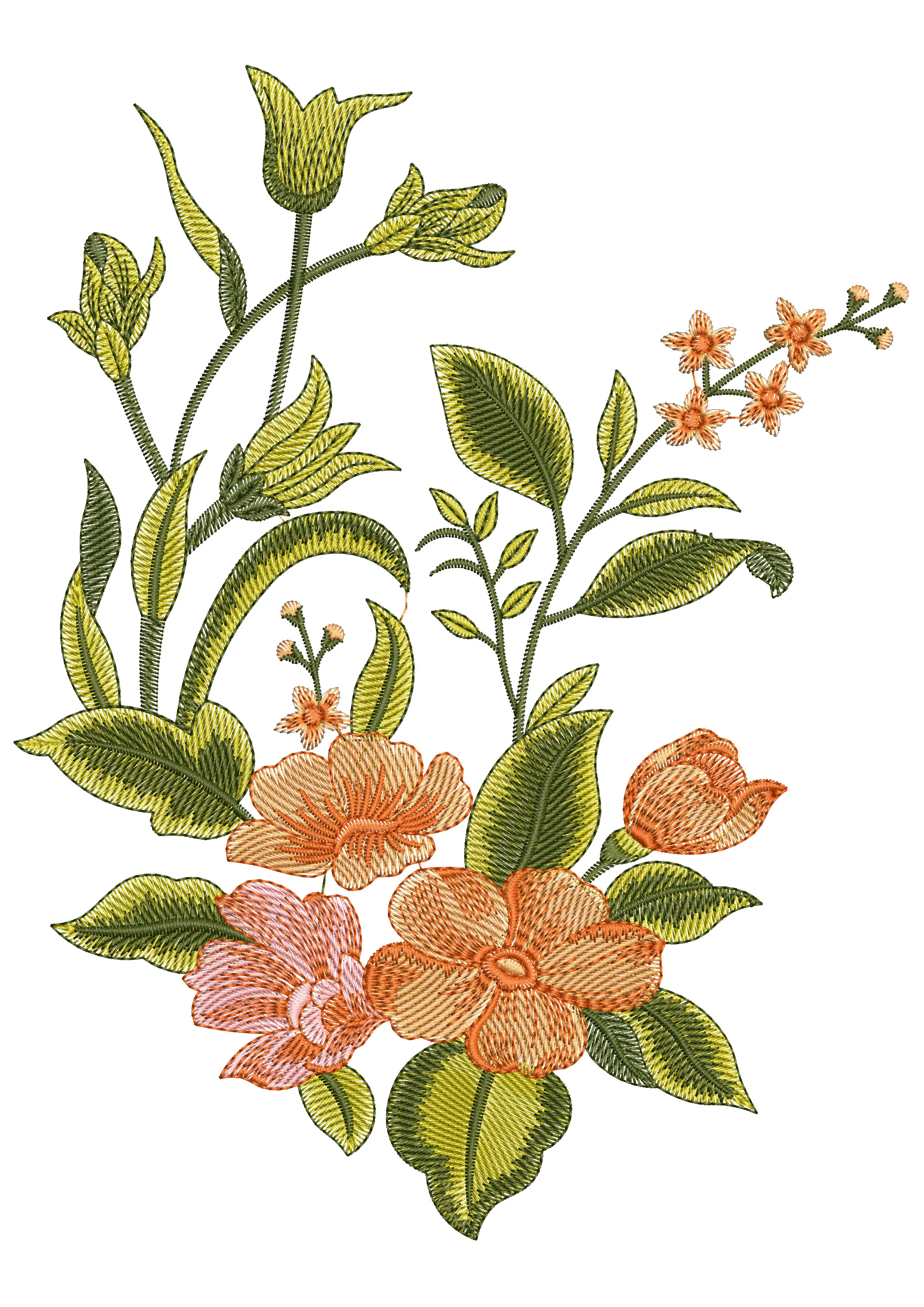 Green Leaves Embroidery Design
