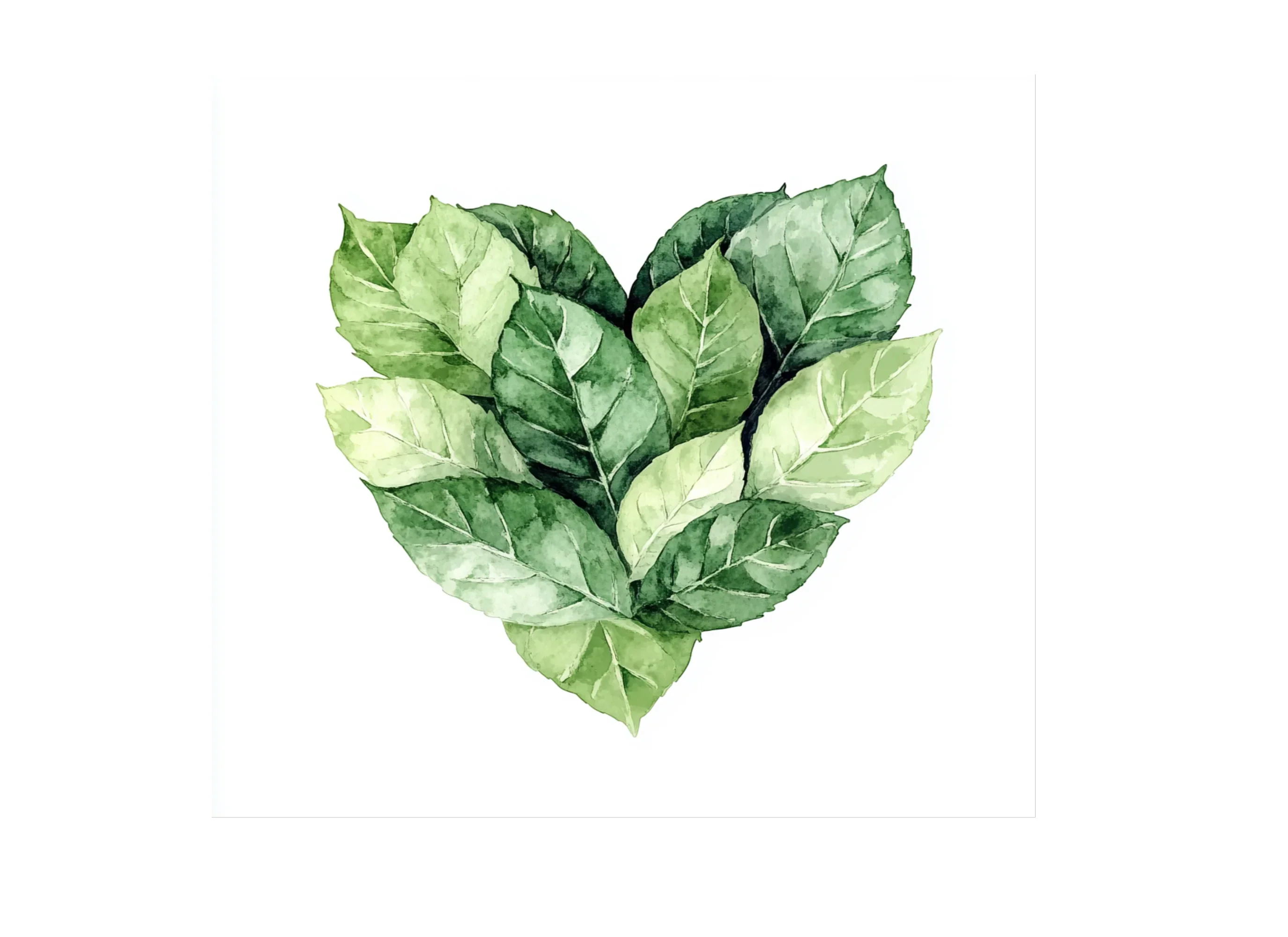 Green Leaves Heart Clipart Bundle - Image 3