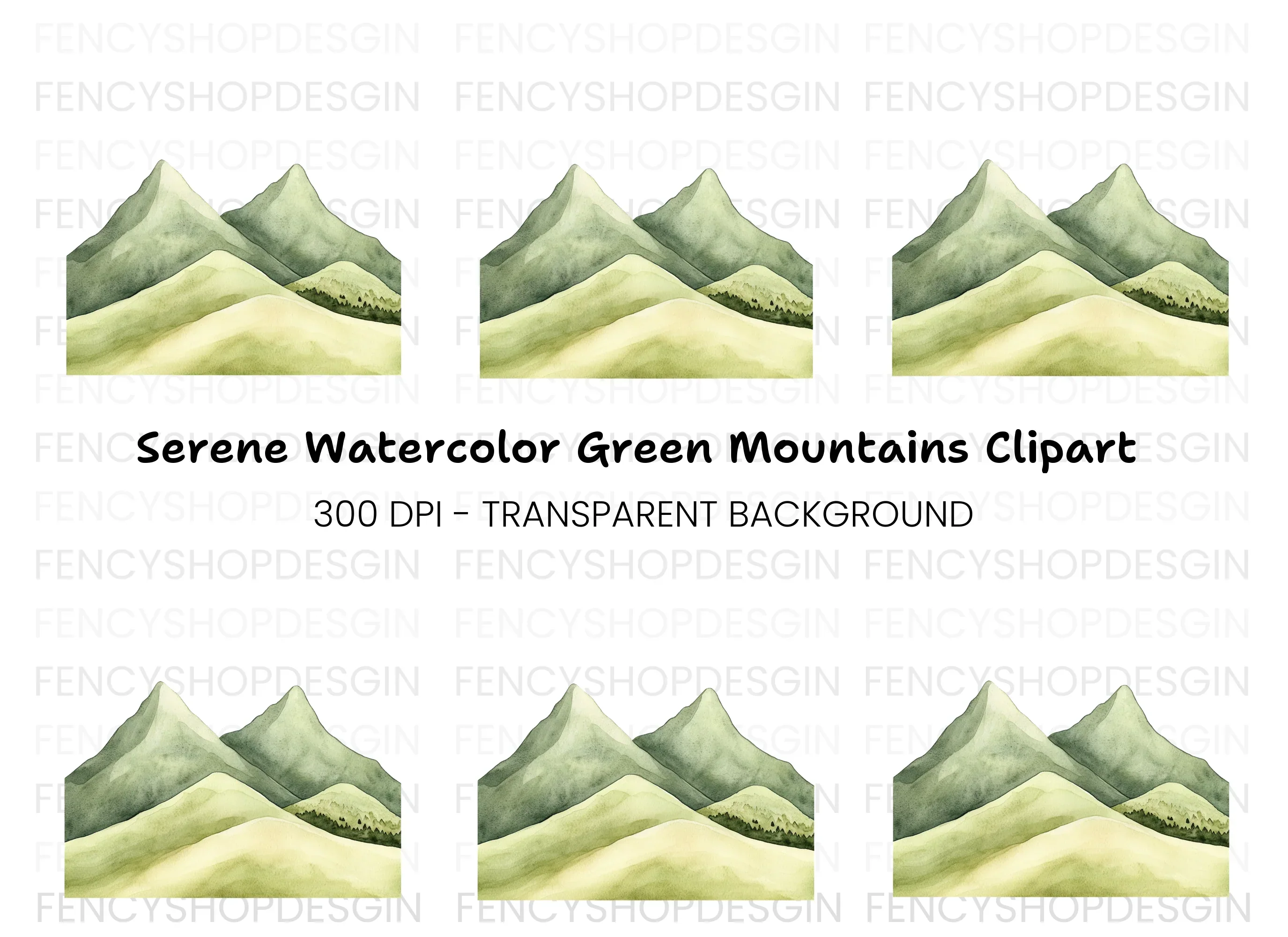 Green Mountain Landscape Clipart Bundle