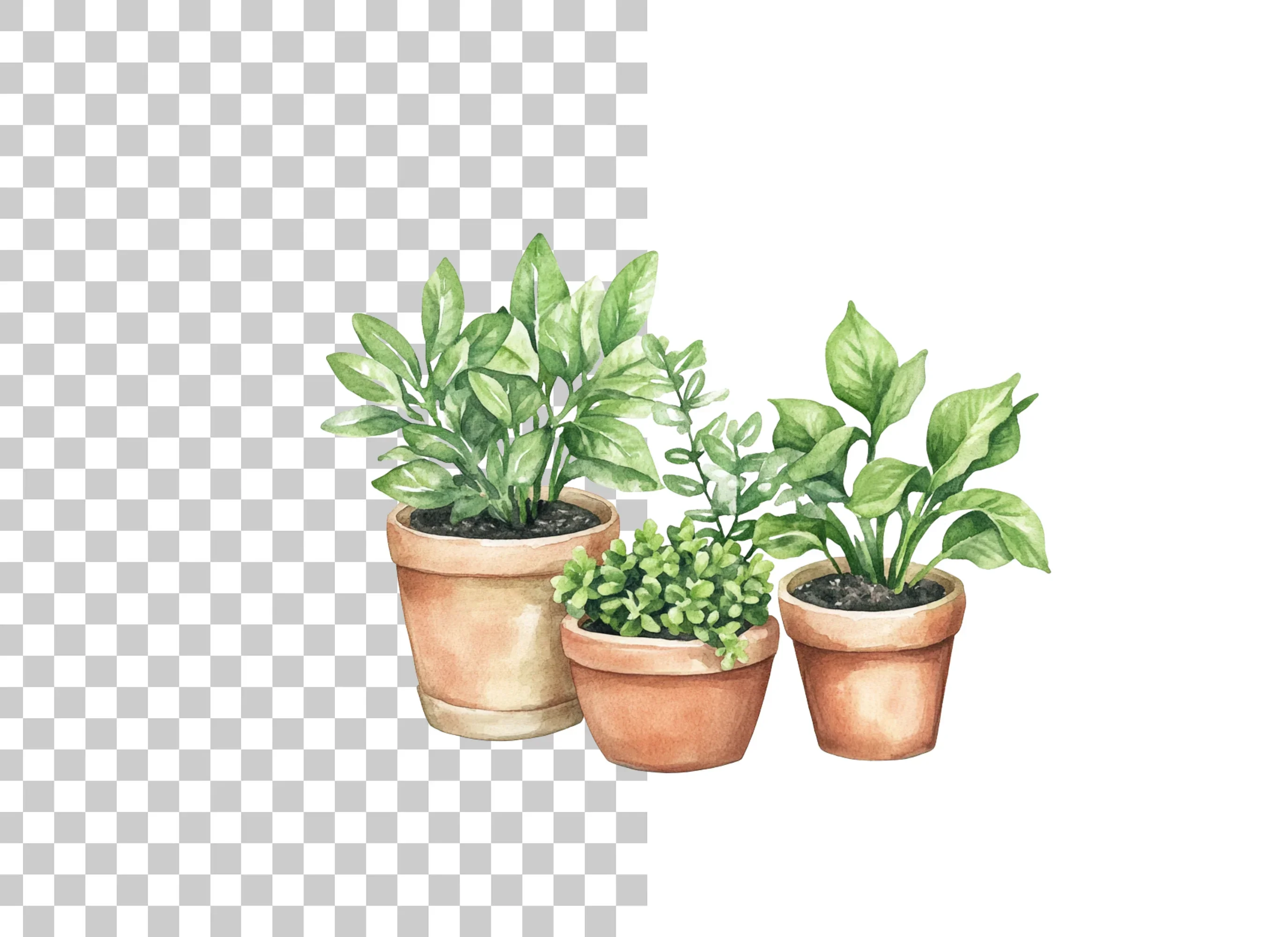 Green Potted Houseplants Clipart Bundle - Image 2