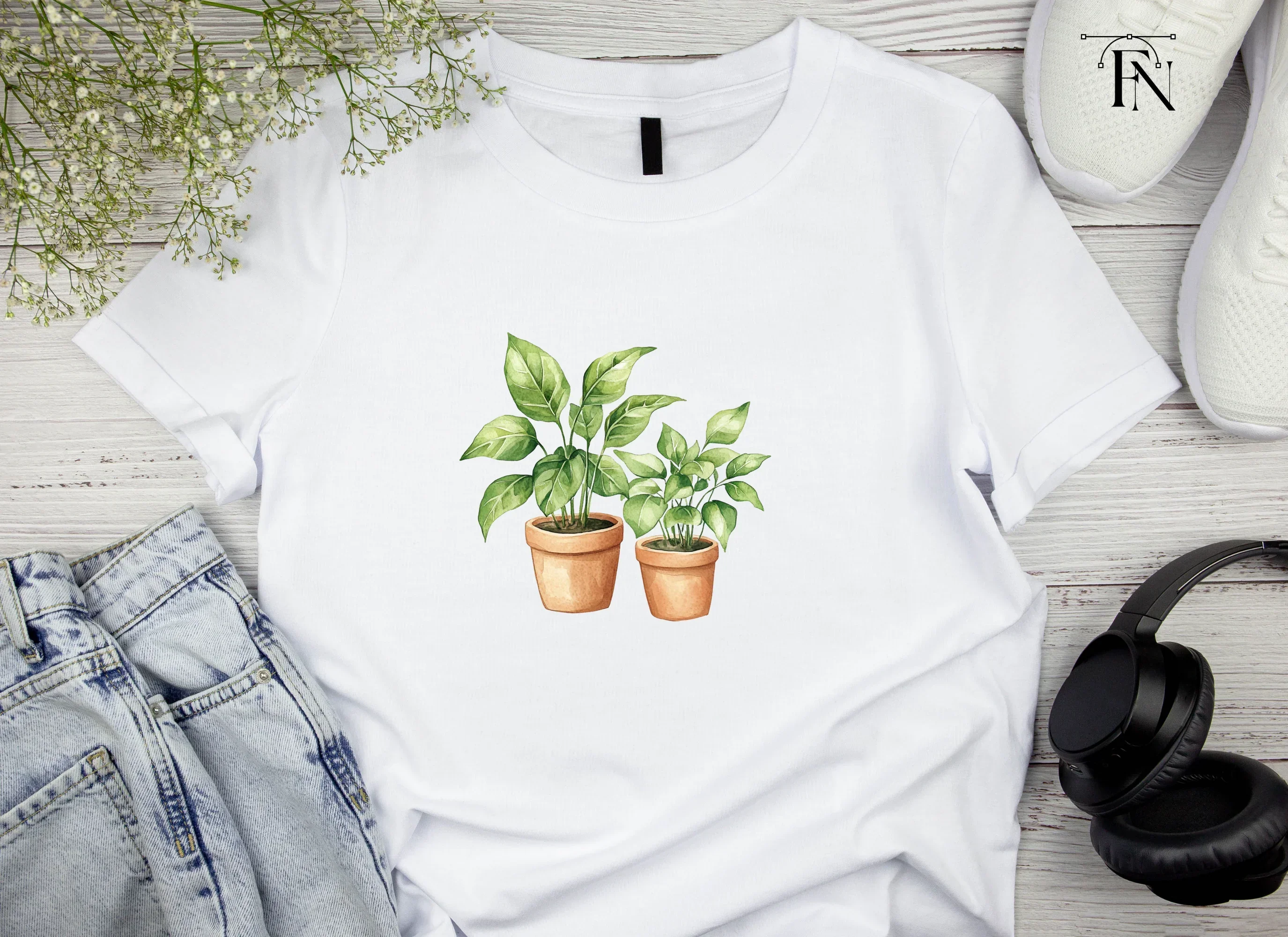 Green Potted Houseplants Clipart Bundle - Image 4