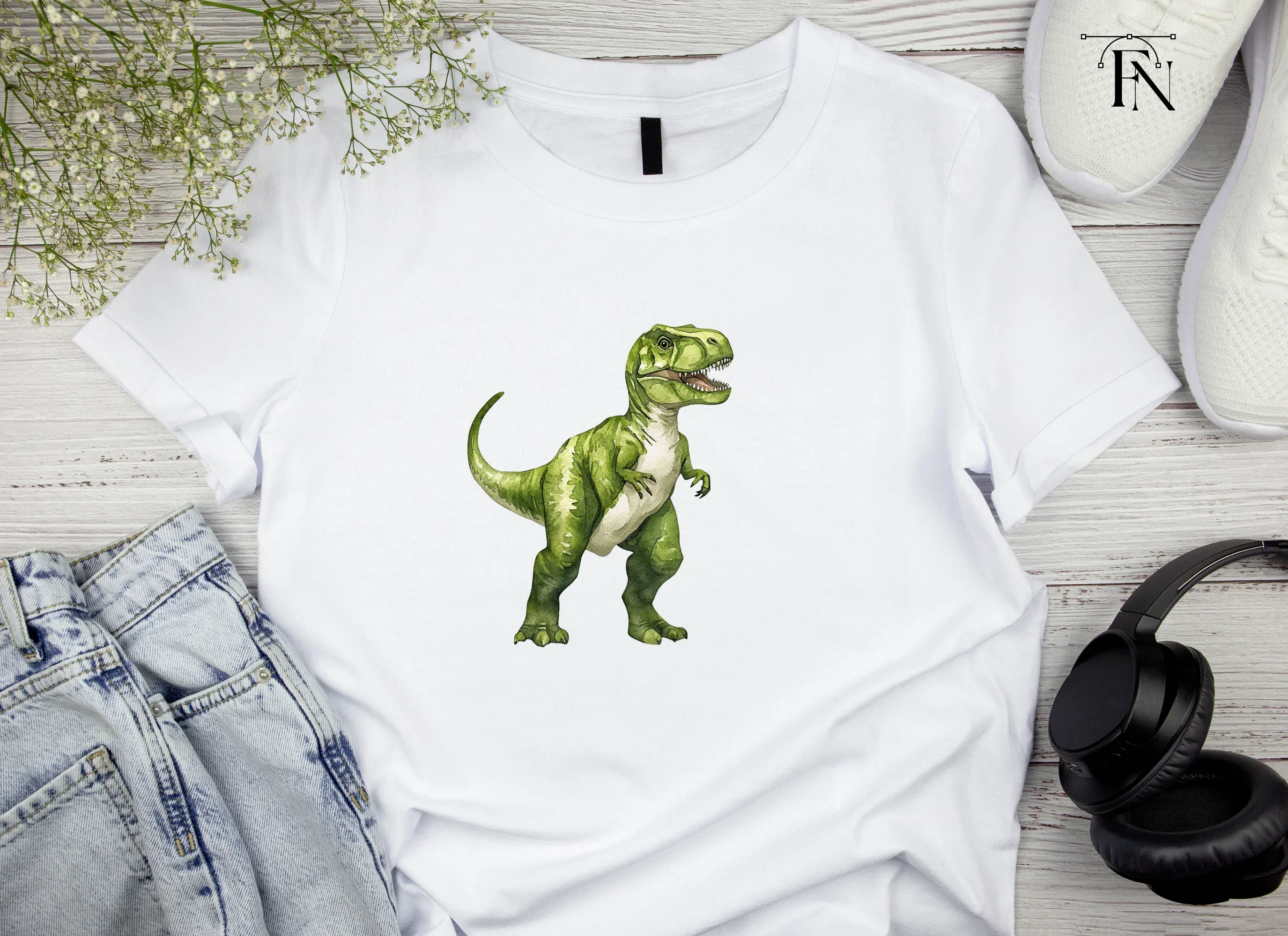 Green Rex Dinosaur Clipart Bundle - Image 4