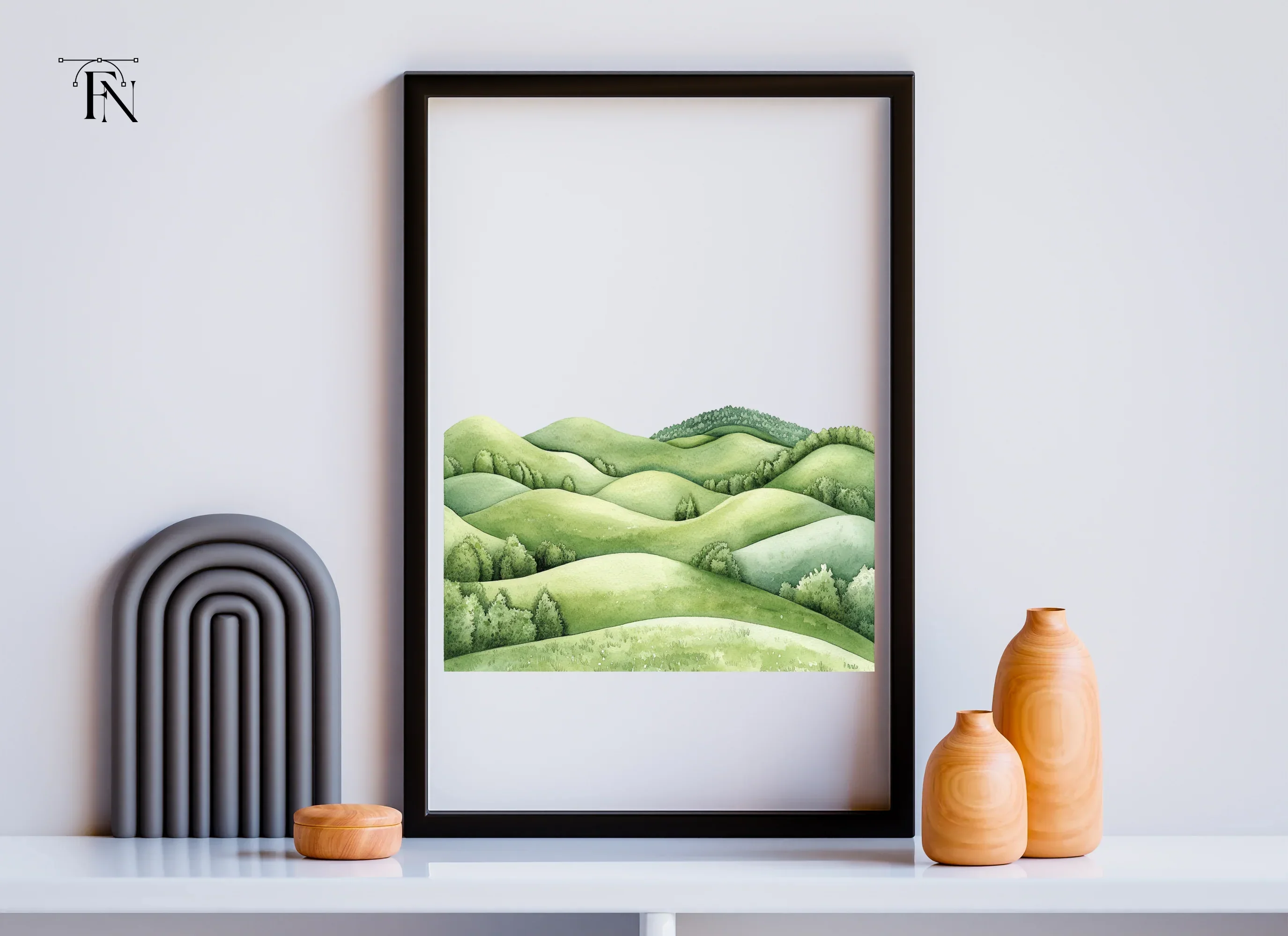 Green Rolling Hills Landscape Clipart Bundle - Image 6